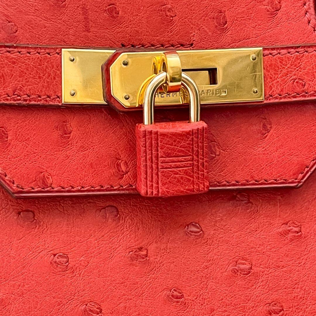 40cm Rare Red (rougue) Ostrich Hermes Birkin Handbag  4