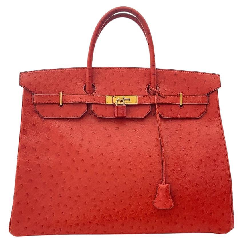 40cm Rare Red (rougue) Ostrich Hermes Birkin Handbag 