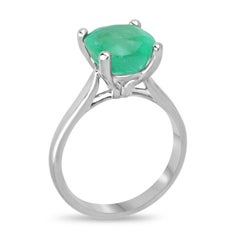 4.0ct 14K Vivid Green Colombian Emerald Solitaire Ring in 585 White Gold