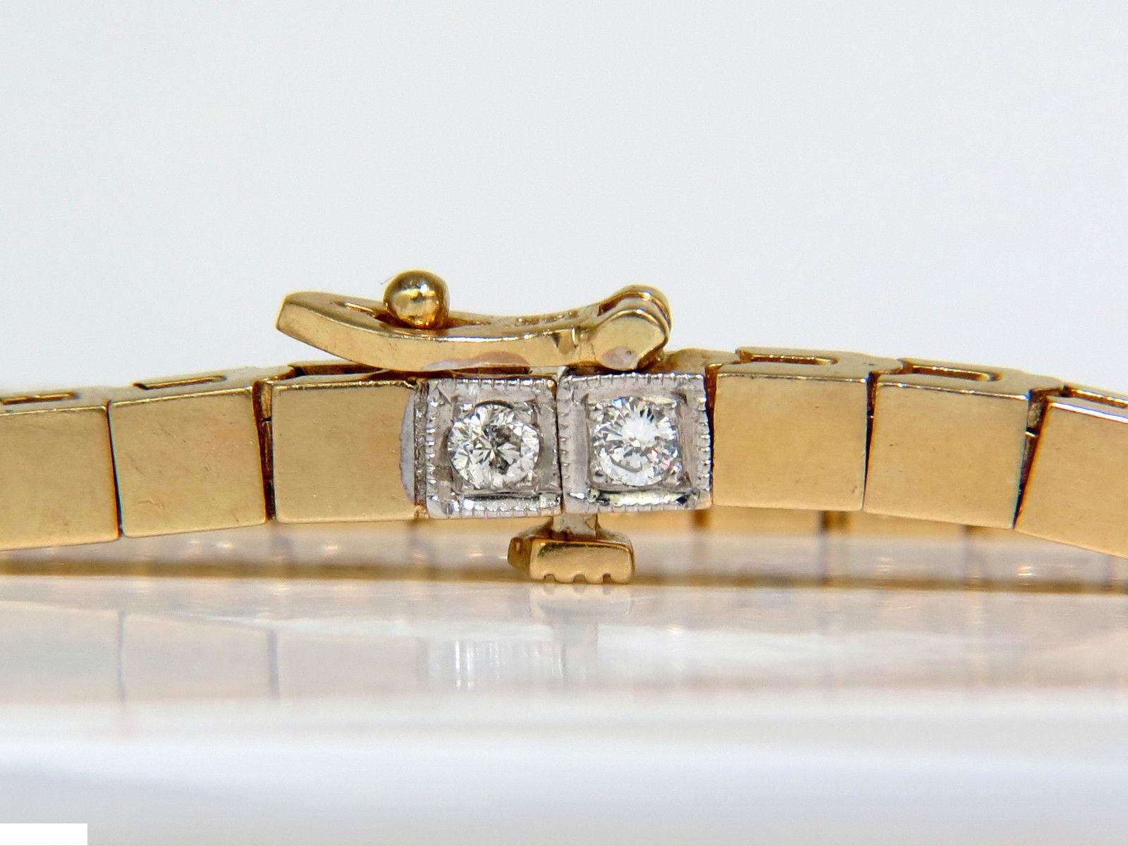 Round Cut .40 Carat Diamond Gold Shine Pave Box Bracelet 14 Karat For Sale