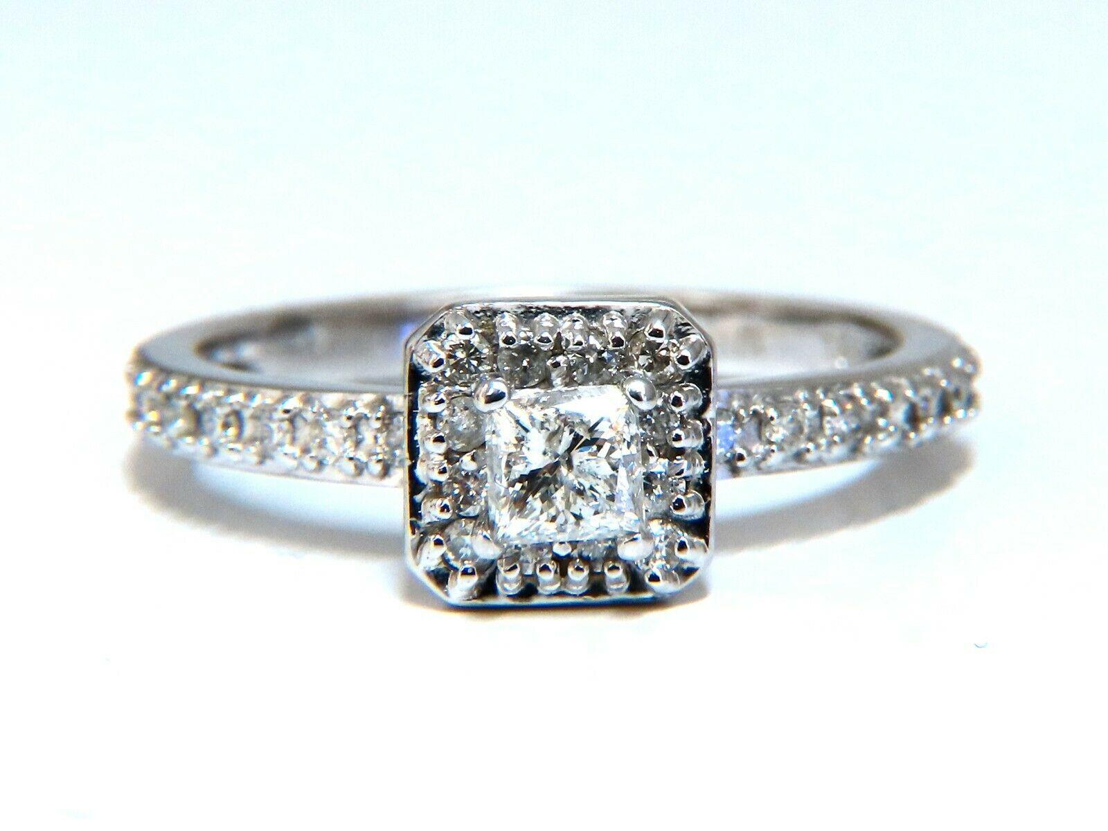 Princess Cut .40ct Diamond Solitaire Ring + Band 14kt Set For Sale