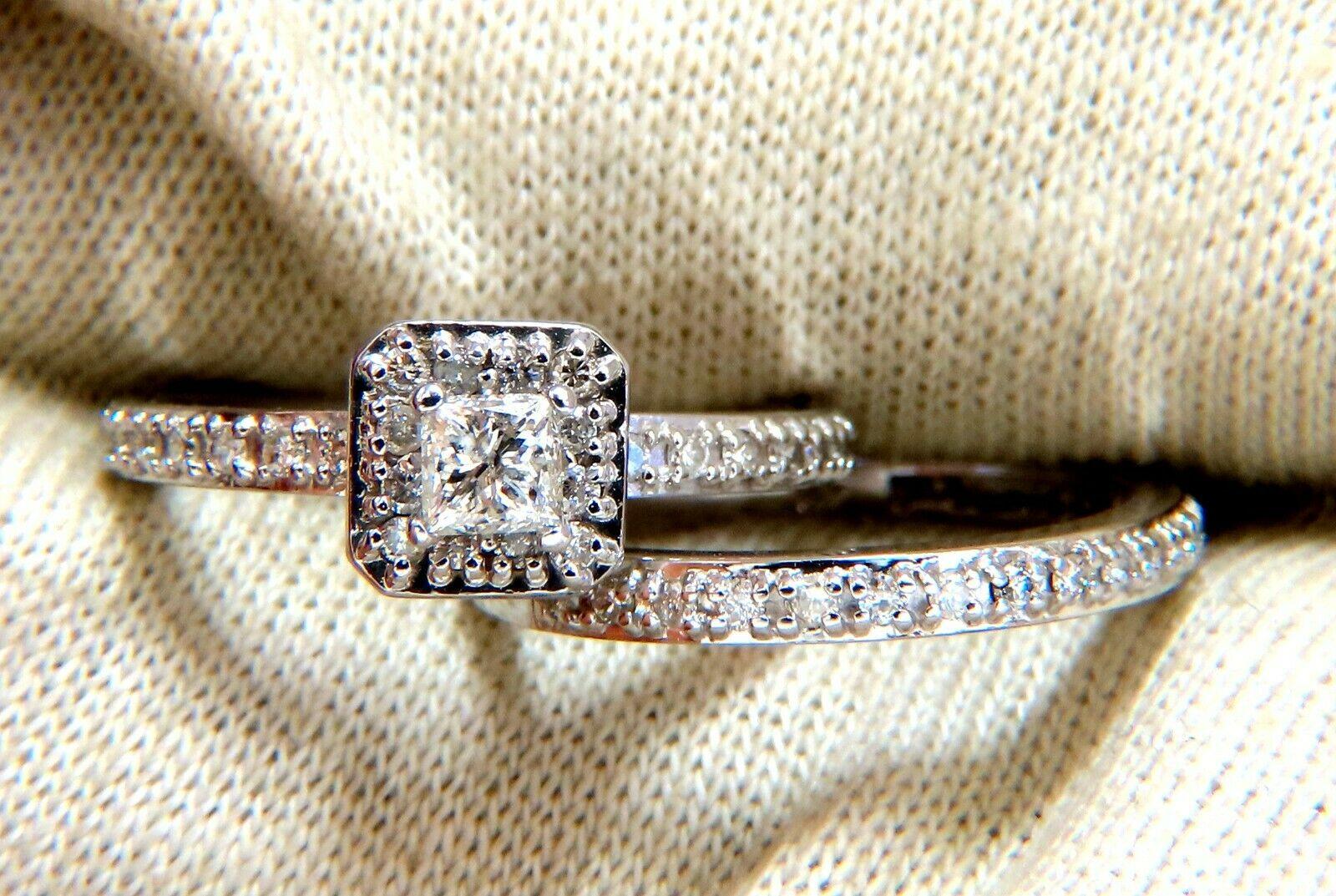 Bague solitaire et anneau en diamants de 0,40 carat, ensemble de 14 carats Unisexe en vente