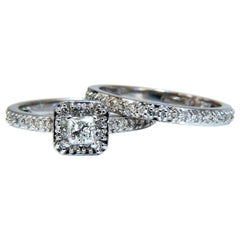 Bague solitaire et anneau en diamants de 0,40 carat, ensemble de 14 carats