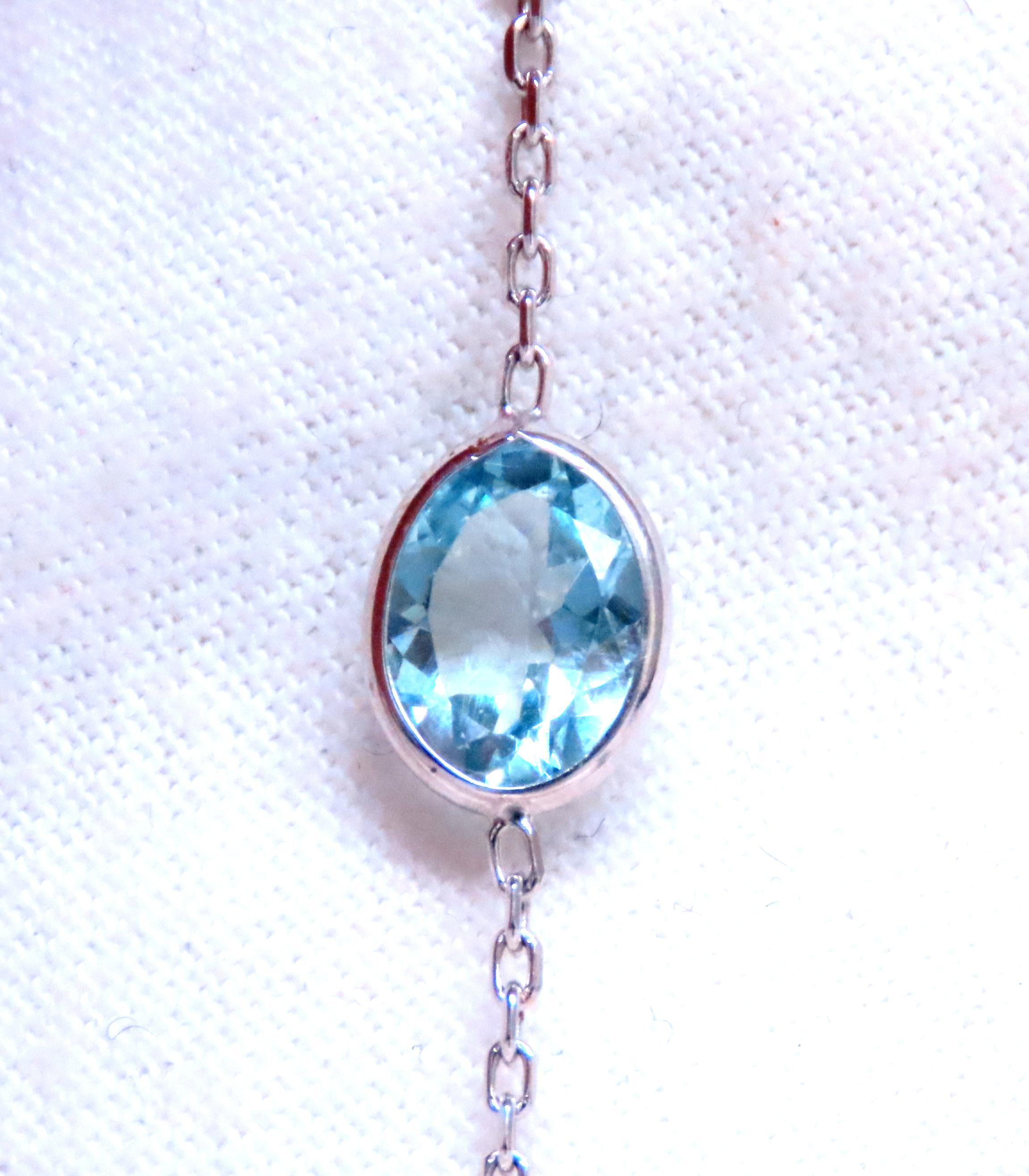 Oval Cut 40ct Natural Aquamarine Diamond Yard Necklace 54115 For Sale