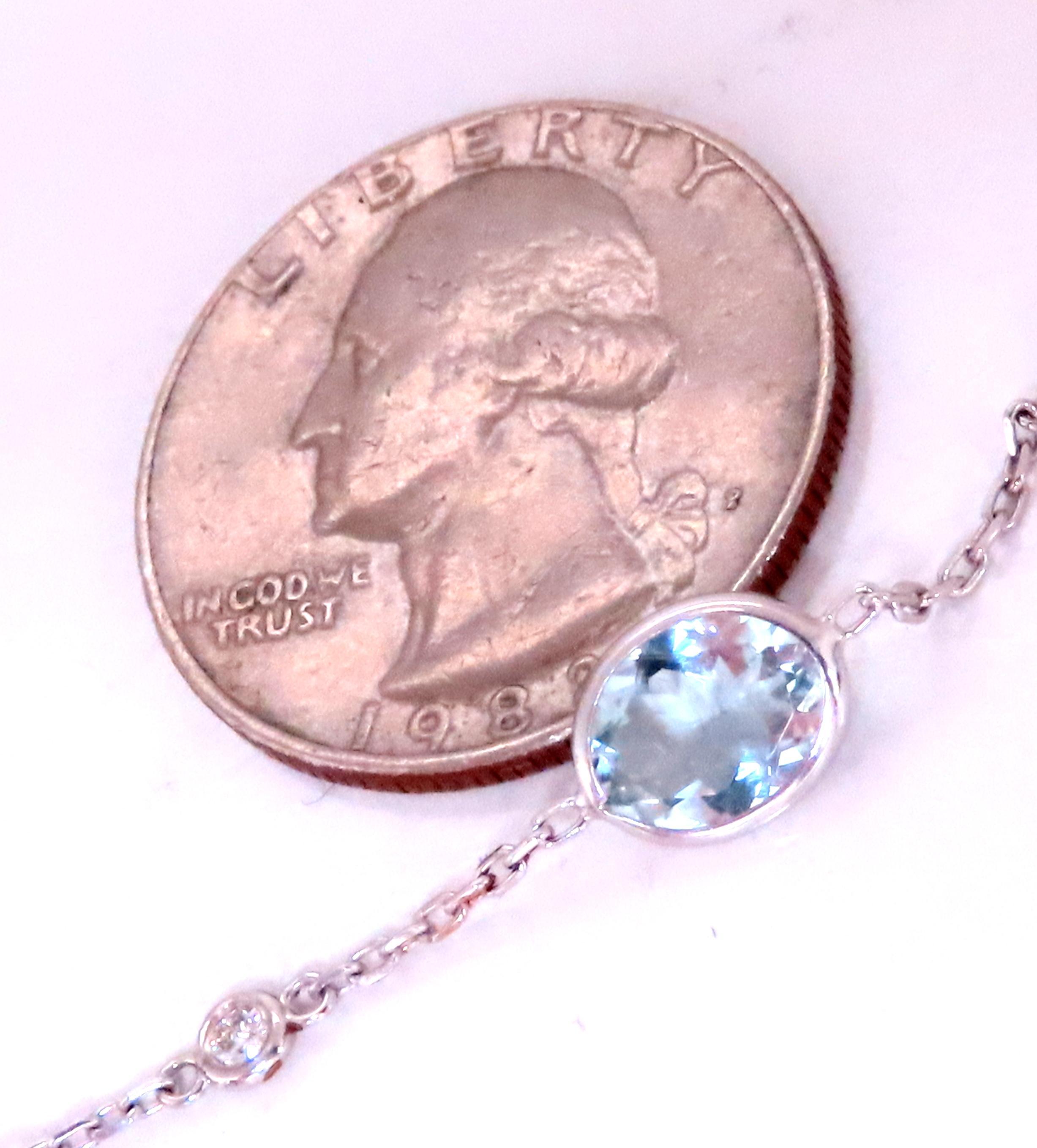 Women's 40ct Natural Aquamarine Diamond Yard Necklace 54115 For Sale