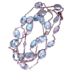 40ct Natural Aquamarine Diamond Yard Necklace 54115*