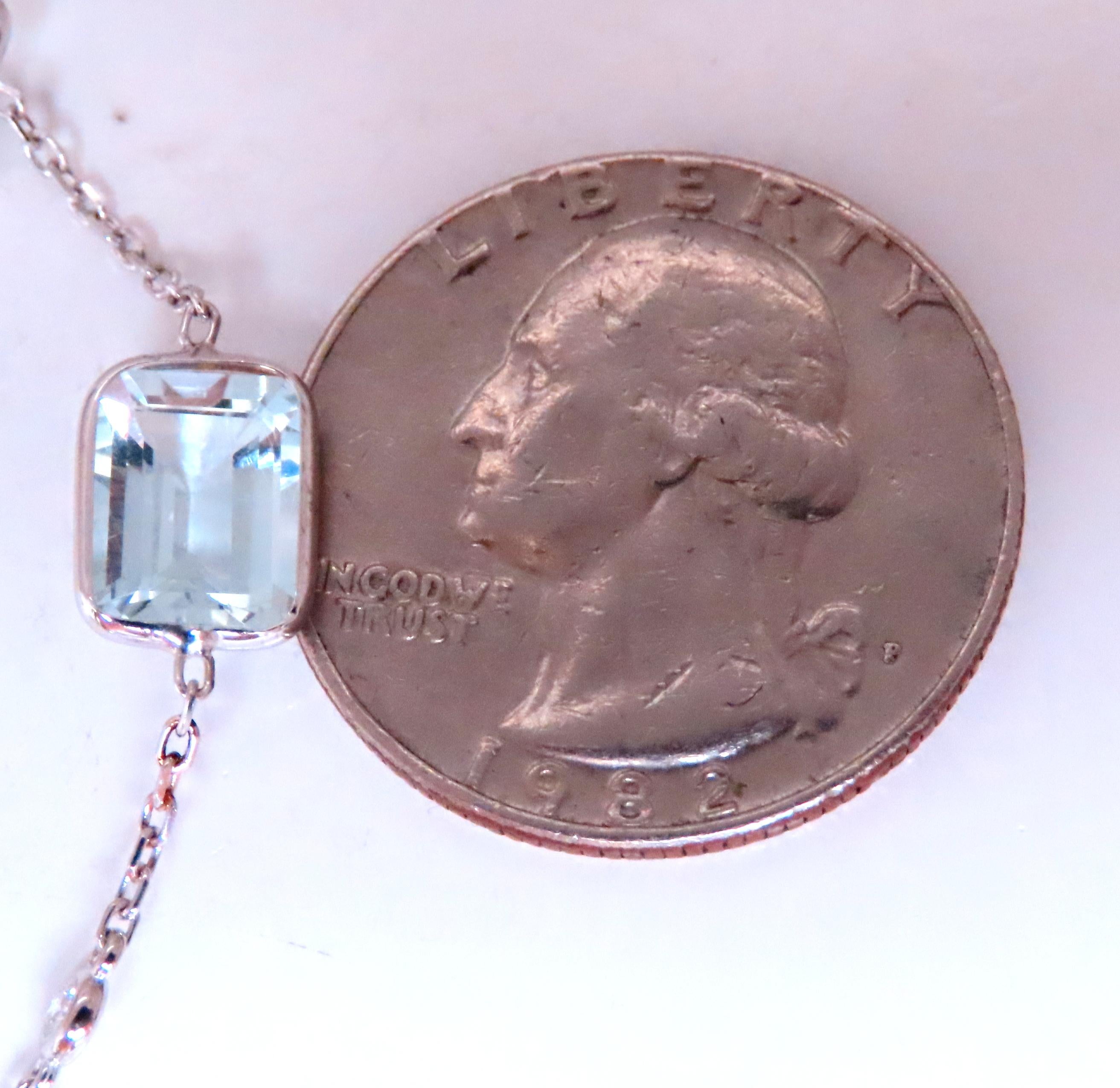 Taille émeraude 40ct Natural Aquamarine Yard Necklace 14kt 12511 en vente