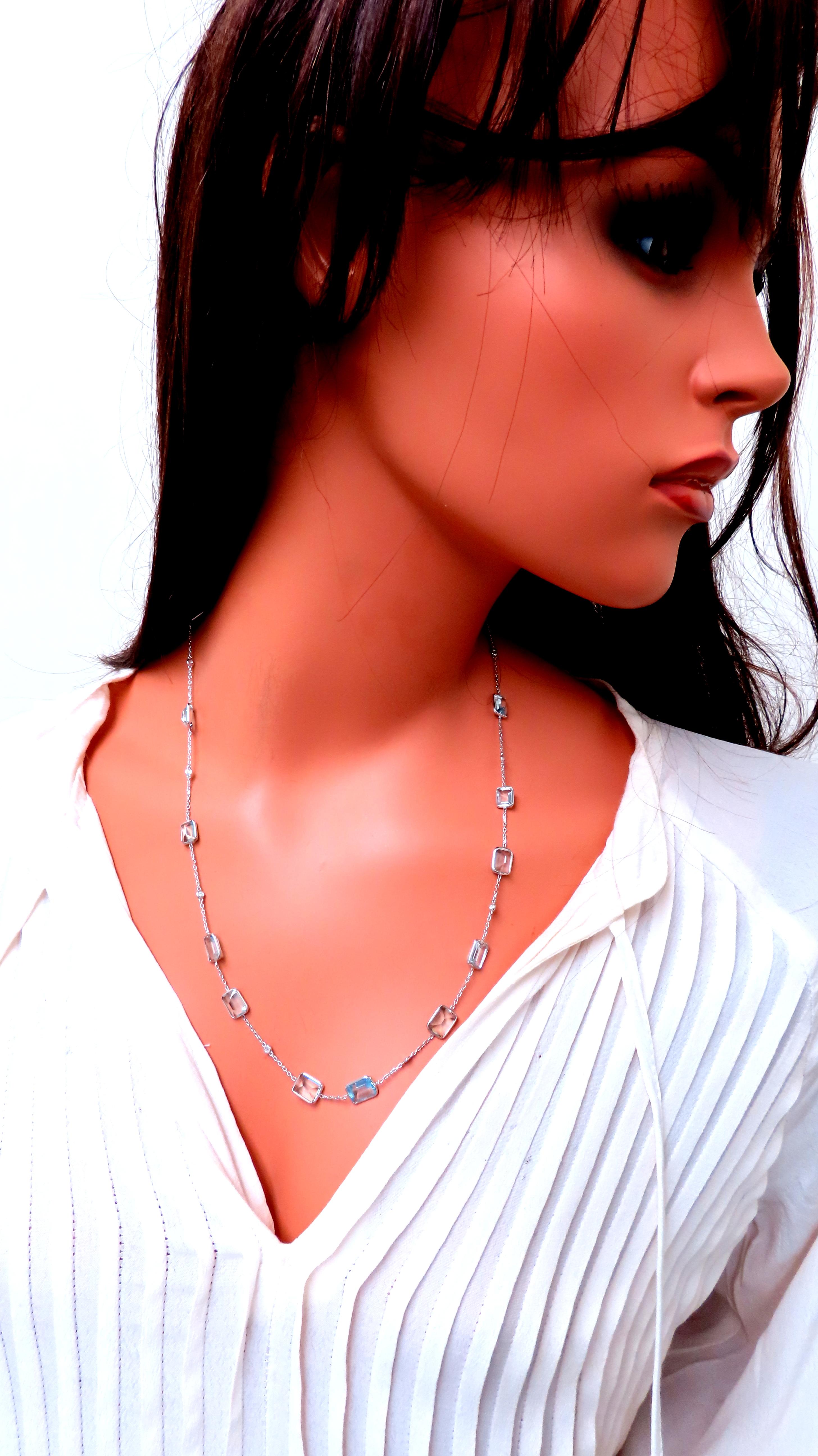 40ct Natural Aquamarine Yard Necklace 14kt 12511 Pour femmes en vente