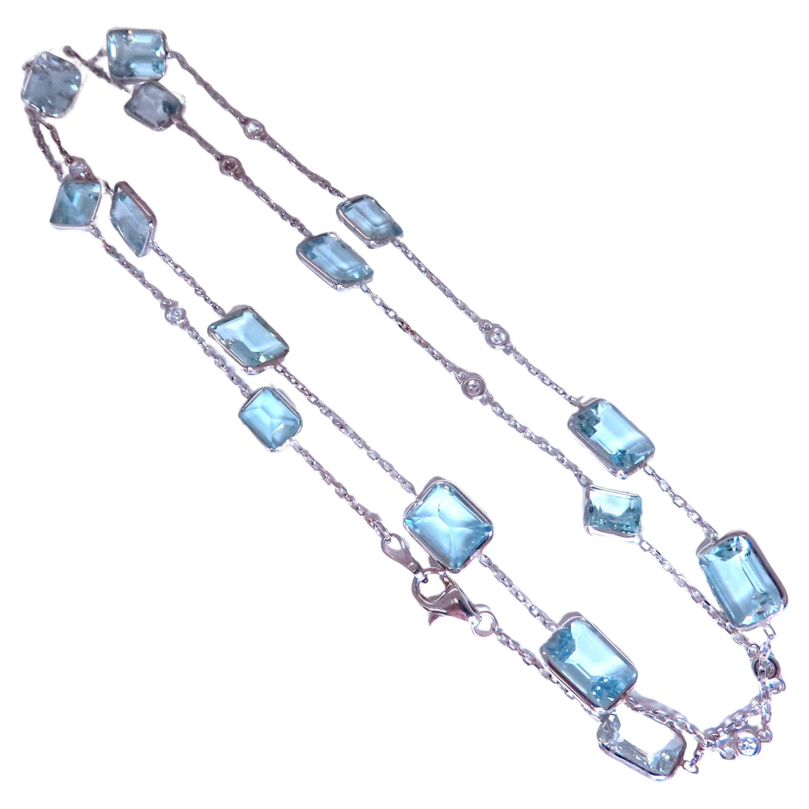 40ct Natural Aquamarine Yard Necklace 14kt 12511