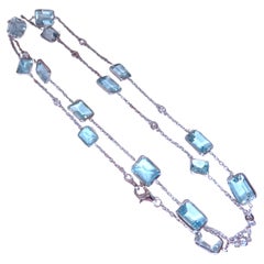 40ct Natural Aquamarine Yard Necklace 14kt 12511