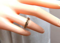 .40ct Natural Black Diamonds & Bamboo Deco Bands Stacking Rings 14kt