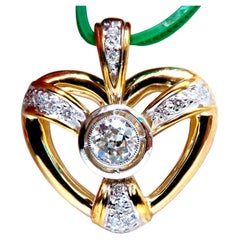 Colgante Corazón Diamante Natural .40ct Montaje Flush 14kt
