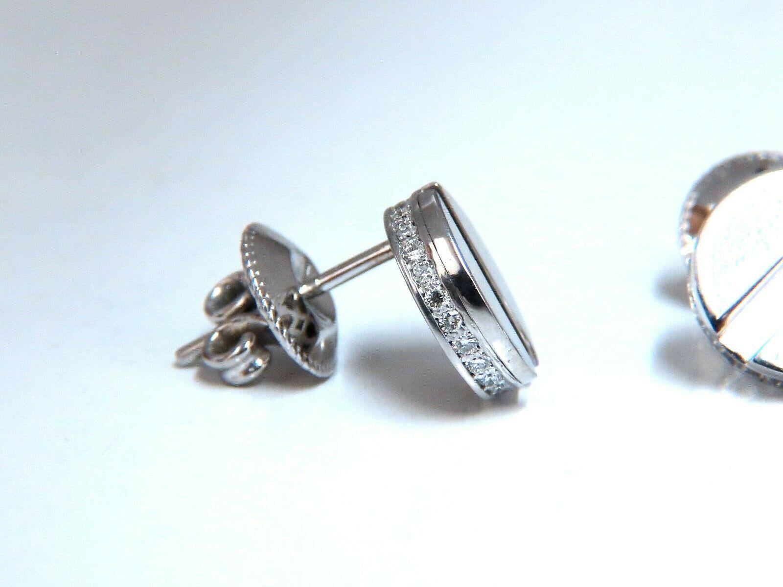 .40 Carat Natural Diamonds Mod- Goth Deco Flat Screw Stud Earrings 14 Karat In New Condition For Sale In New York, NY