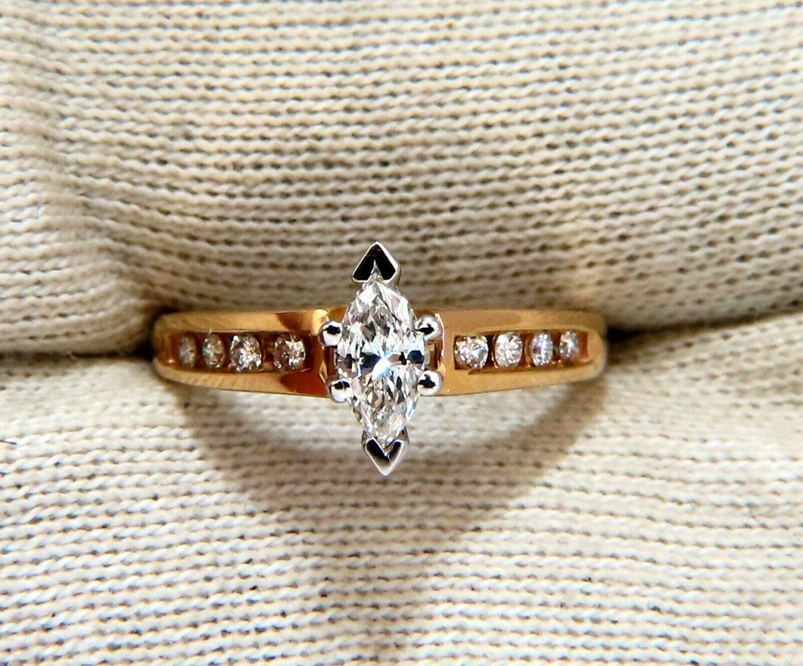 Marquise Cut .40ct Natural Marquise Diamonds Accent Ring 14kt For Sale