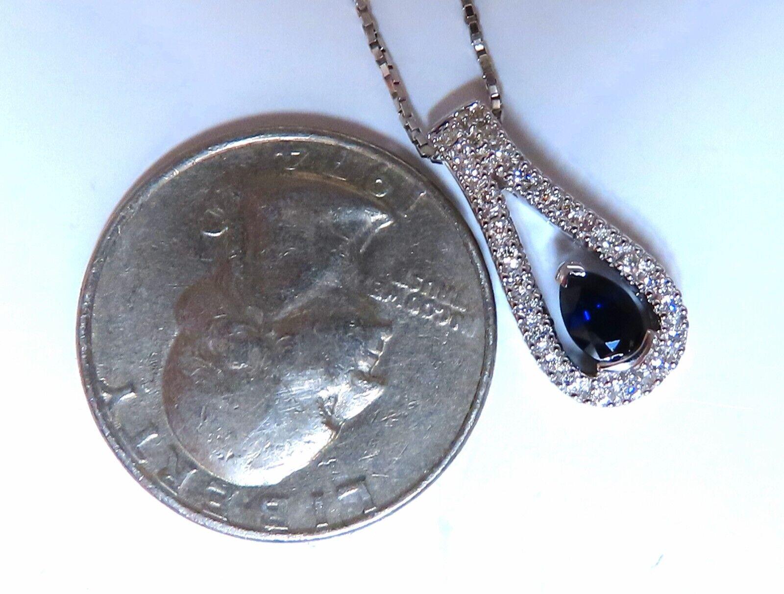 .40 Carat Natural Pear Shaped Sapphire Diamonds Drop Pendentif 14 Karat Unisexe en vente