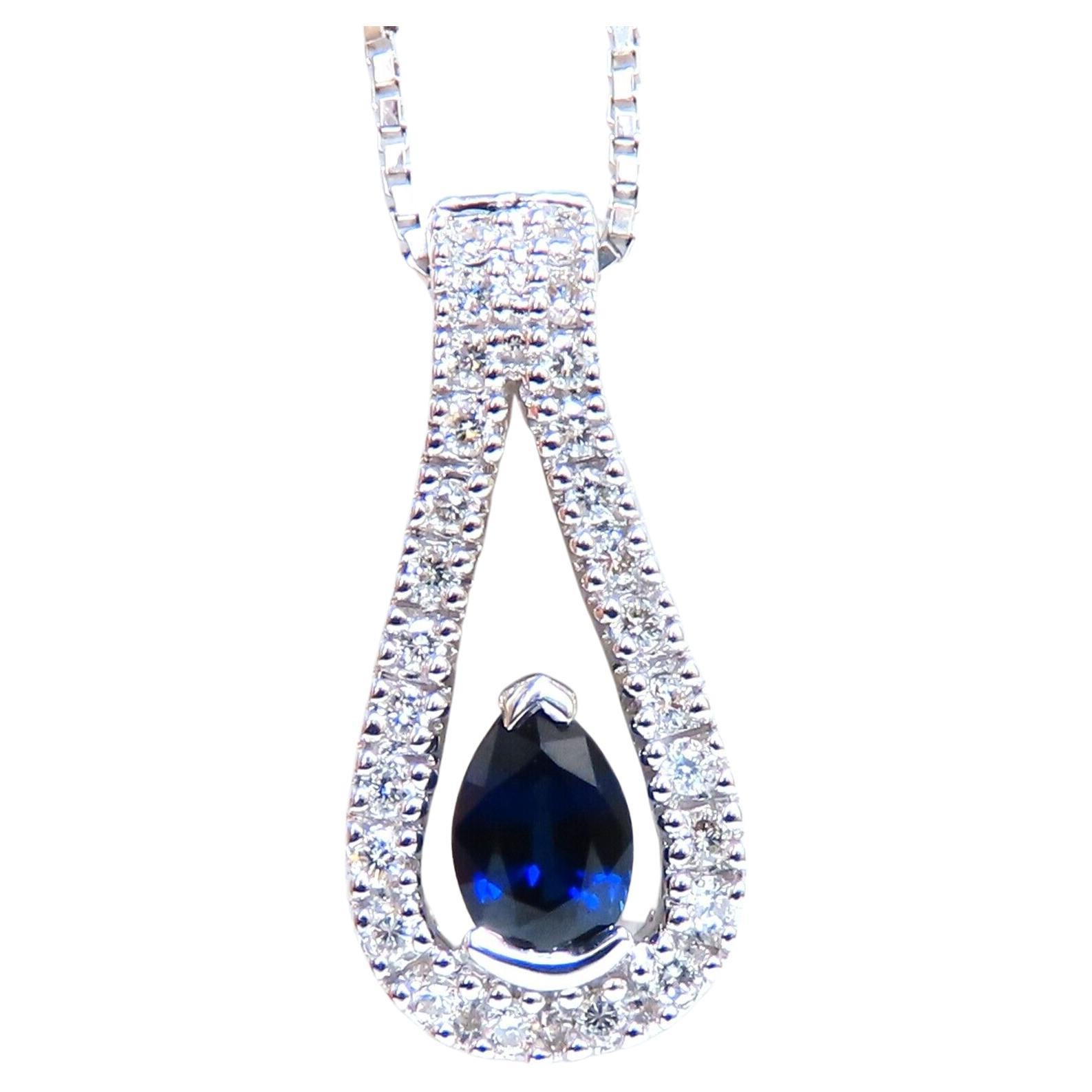 .40 Carat Natural Pear Shaped Sapphire Diamonds Drop Pendentif 14 Karat