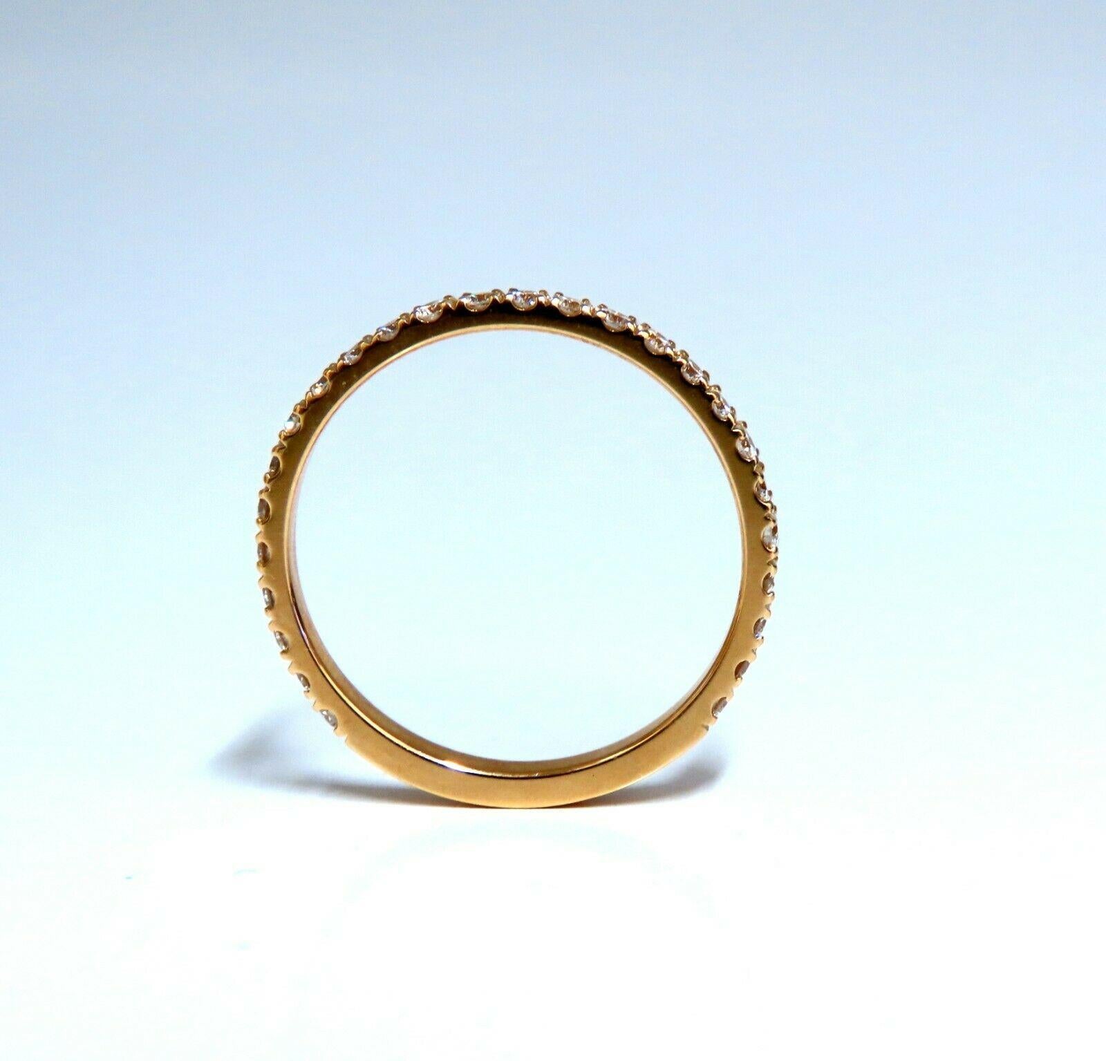 Hand Bead Set Pave Flat Band.

.40ct. Natural round cut brilliant diamond

Durable Built.

Vs-2 clarity  G/H color.

14kt yellow gold.

1.6 Grams

Overall ring: 2mm diameter

Depth: 1.6mm

Current ring size: 7.5

May professionally resize, please