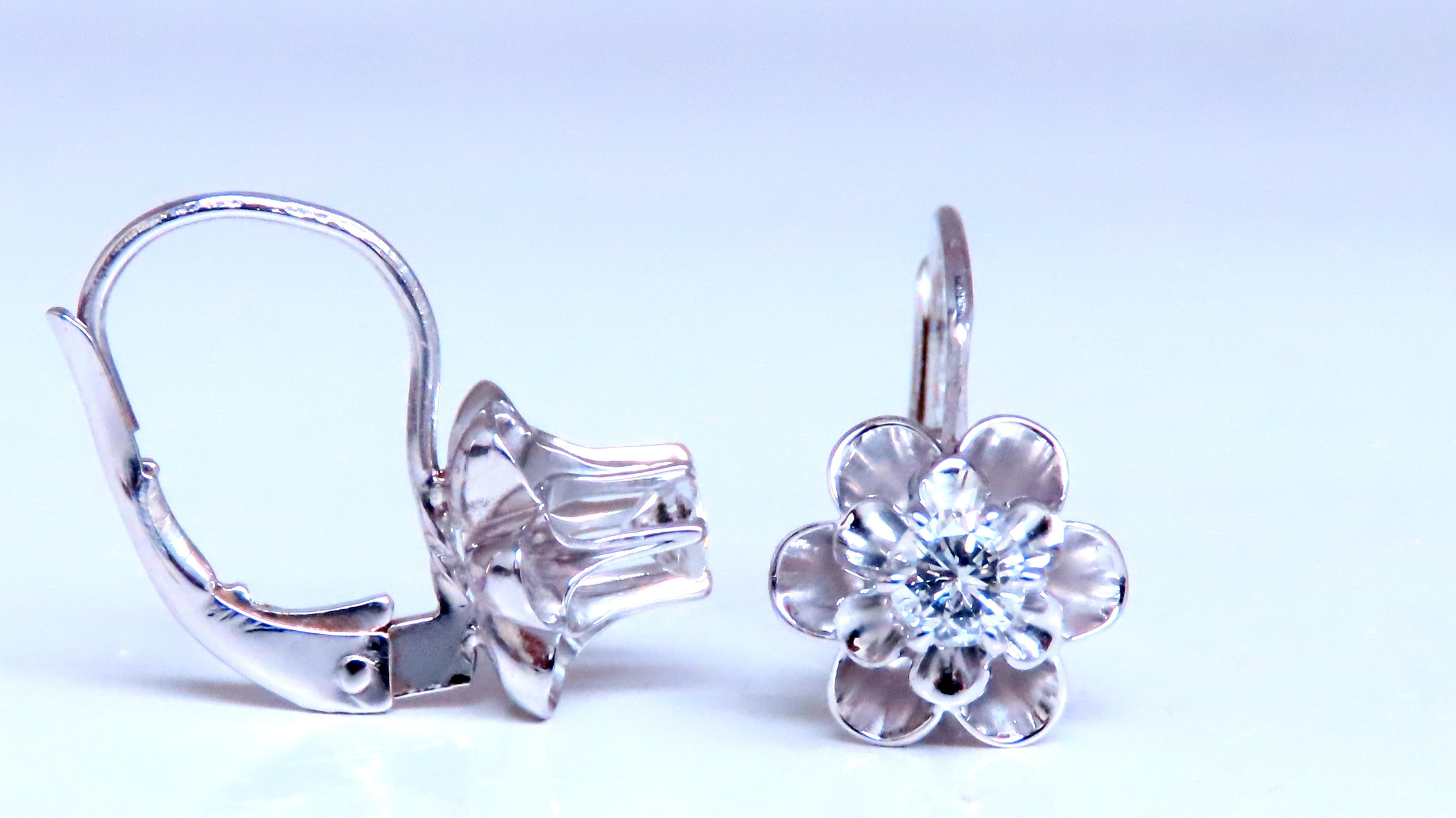 Taglio brillante Orecchini a filo europeo con diamante tondo naturale da .40ct 12488 in vendita