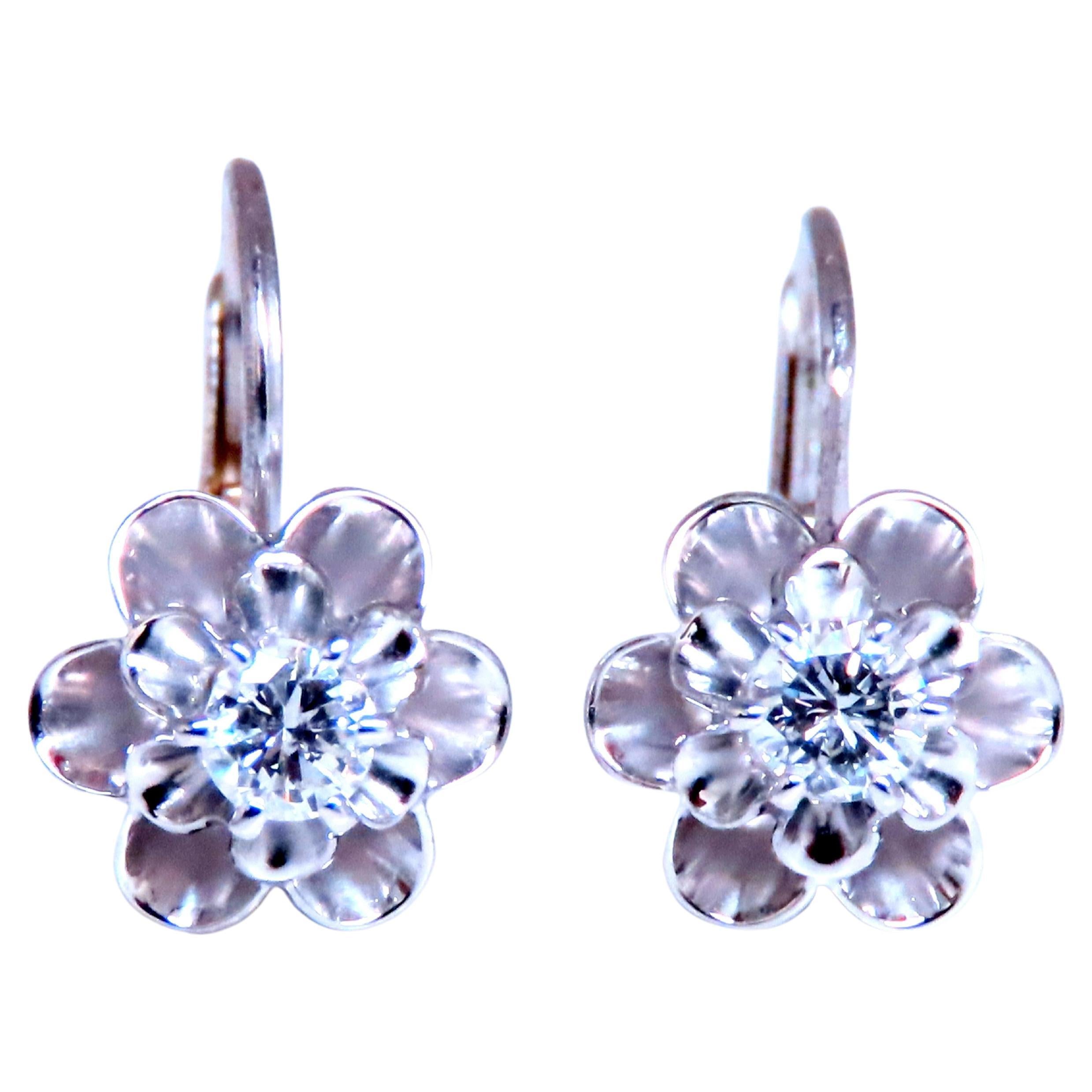 Orecchini a filo europeo con diamante tondo naturale da .40ct 12488 in vendita
