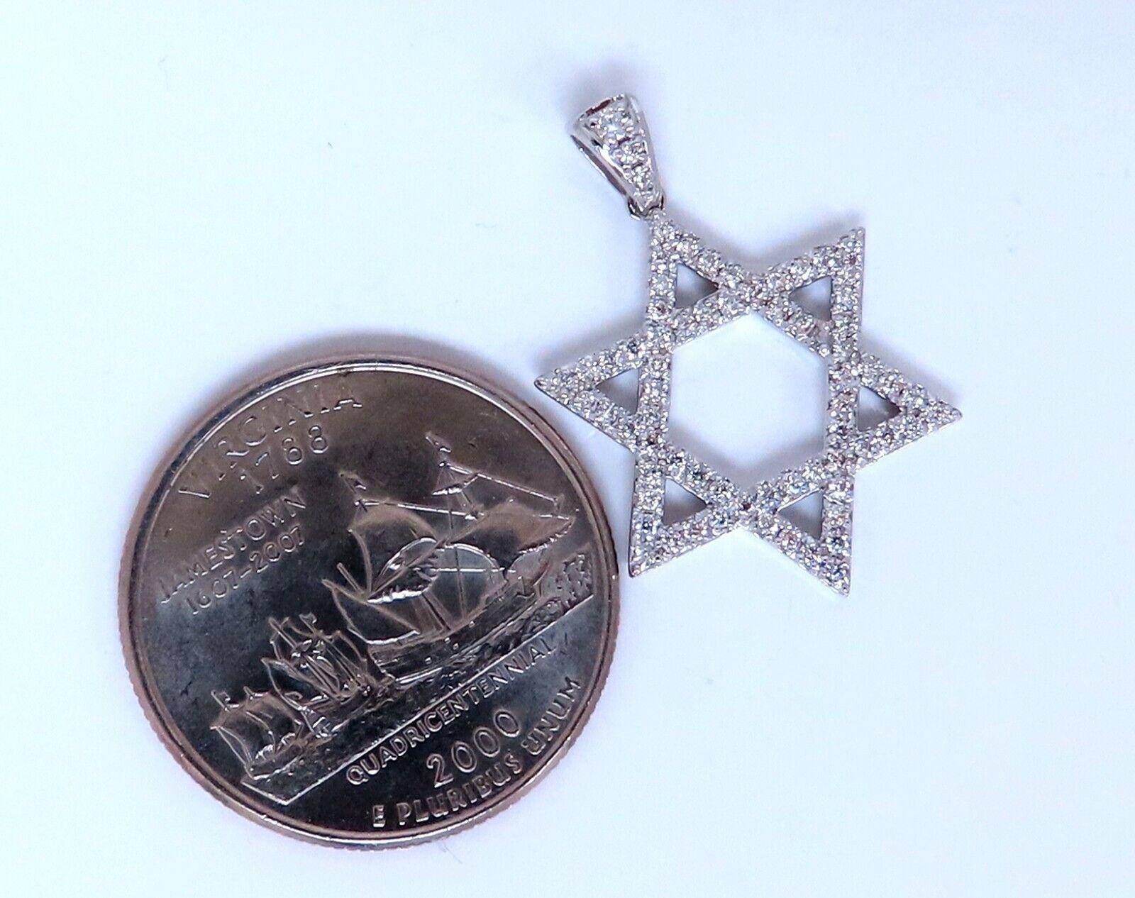 Taille ronde .40ct diamants ronds naturels pendentif étoile 14kt 20mm en vente