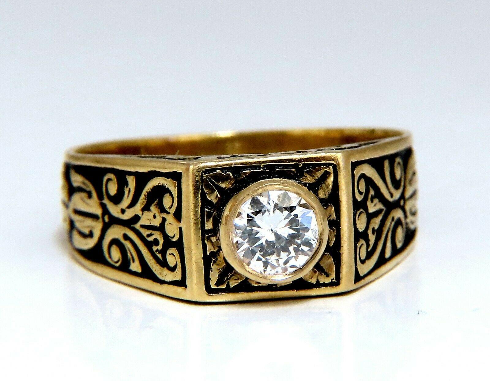 Victorian Vintage Solitaire 

.40ct. Natural round diamond ring

 Si-1 clarity 

H-color

Very good Cut / Full cut Brilliant

18kt yellow gold

Ring size: 9.5

(Complimentary resizing available)

Ring is 8.2mm wide

6mm depth.

$5000 Appraisal