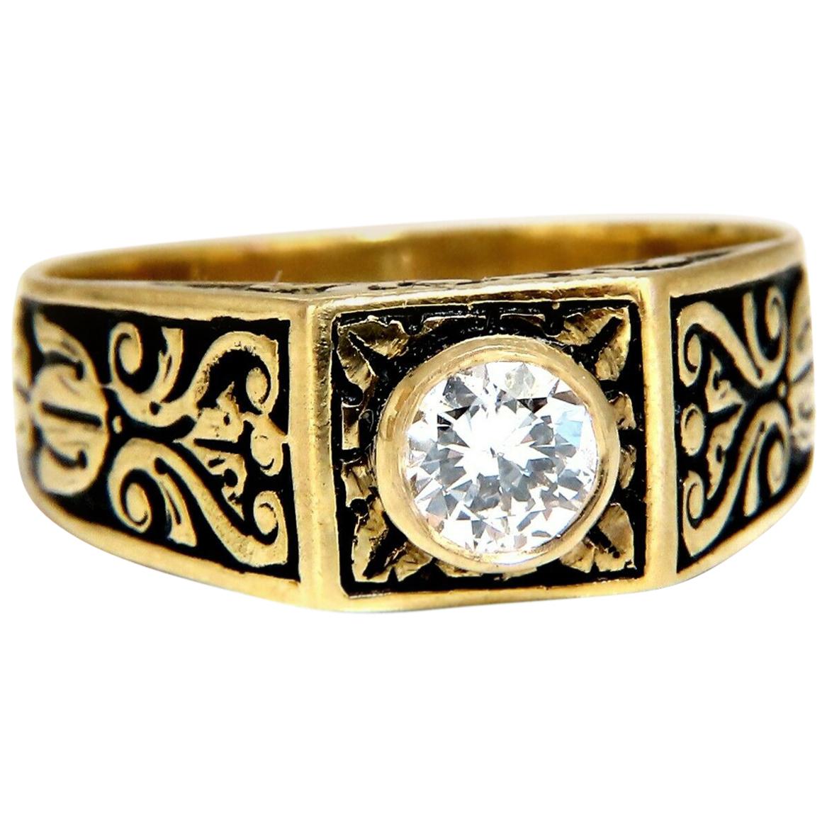 .40 Carat Vintage Victorian Natural Diamond Ring 18 Karat Raised Crest For Sale
