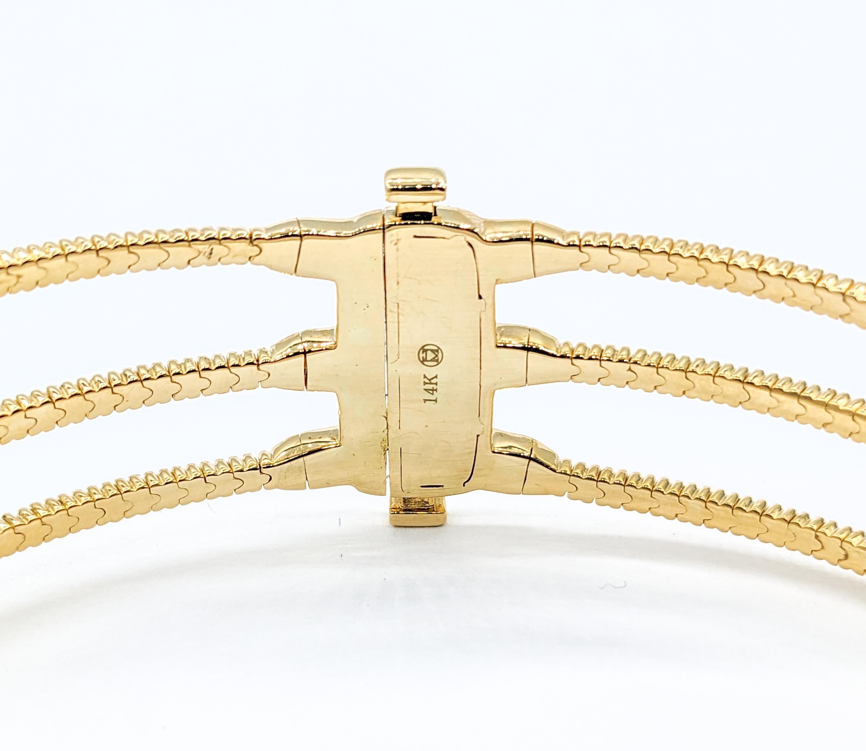 Modern .40ctw Cross-over Bracelet In Yellow Gold For Sale