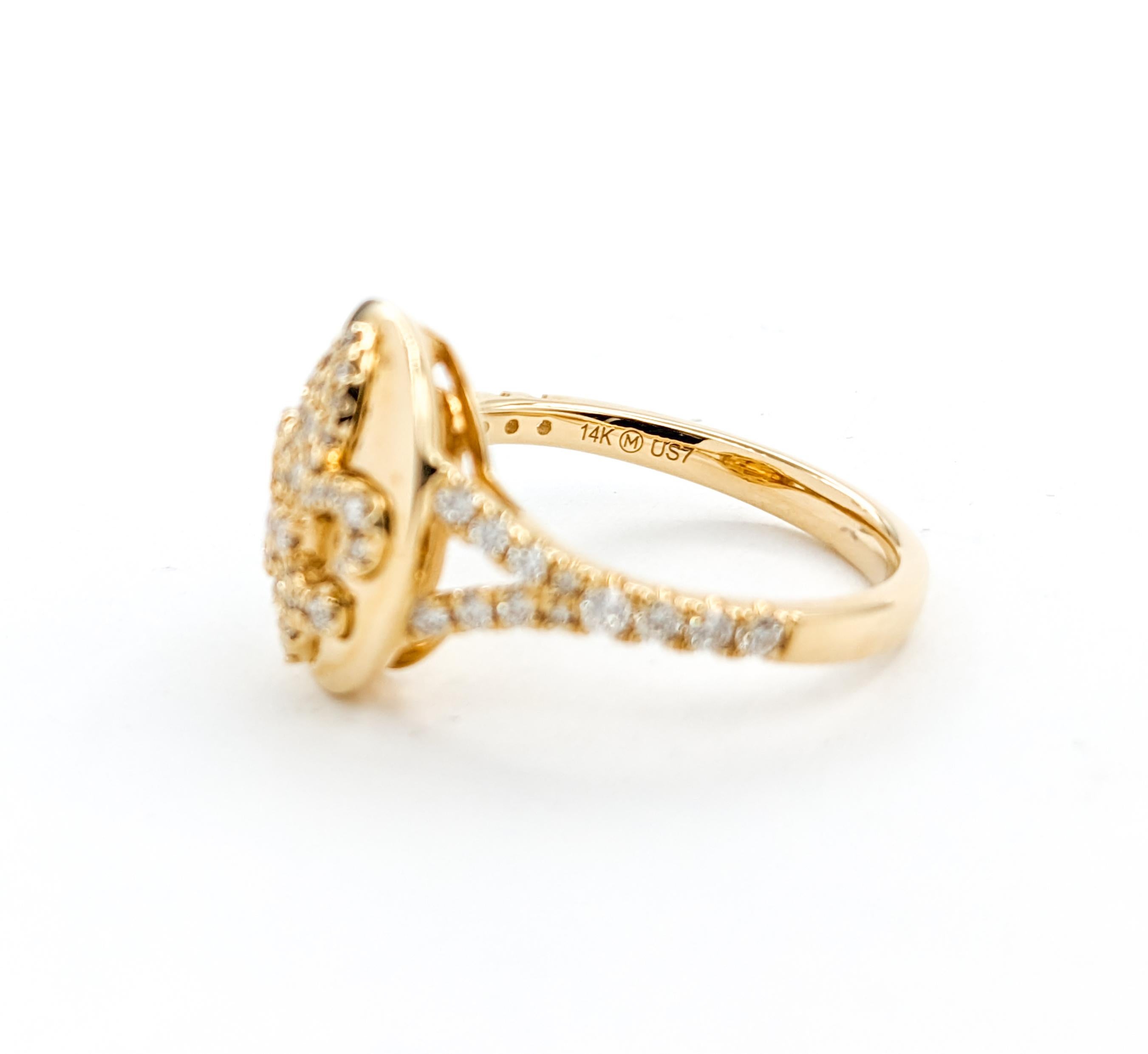 .40ctw Diamond Fleur-De-Lis Ring In Yellow Gold For Sale 4