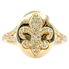 Vintage .40ctw Diamond Fleur-De-Lis Ring In Yellow Gold