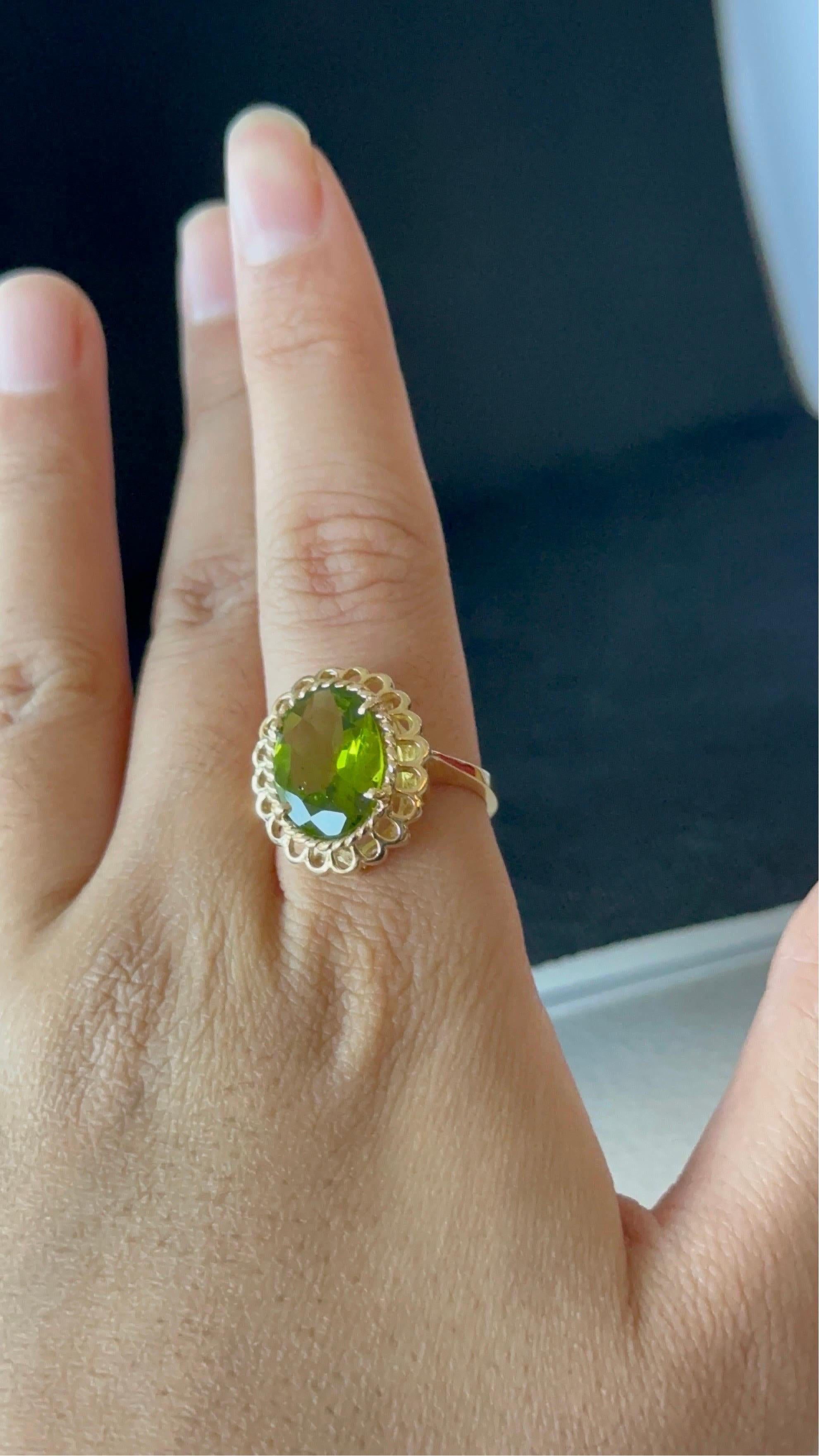 Artisan Bague en or jaune 14 carats avec Prasiolite de 4,0 carats en vente