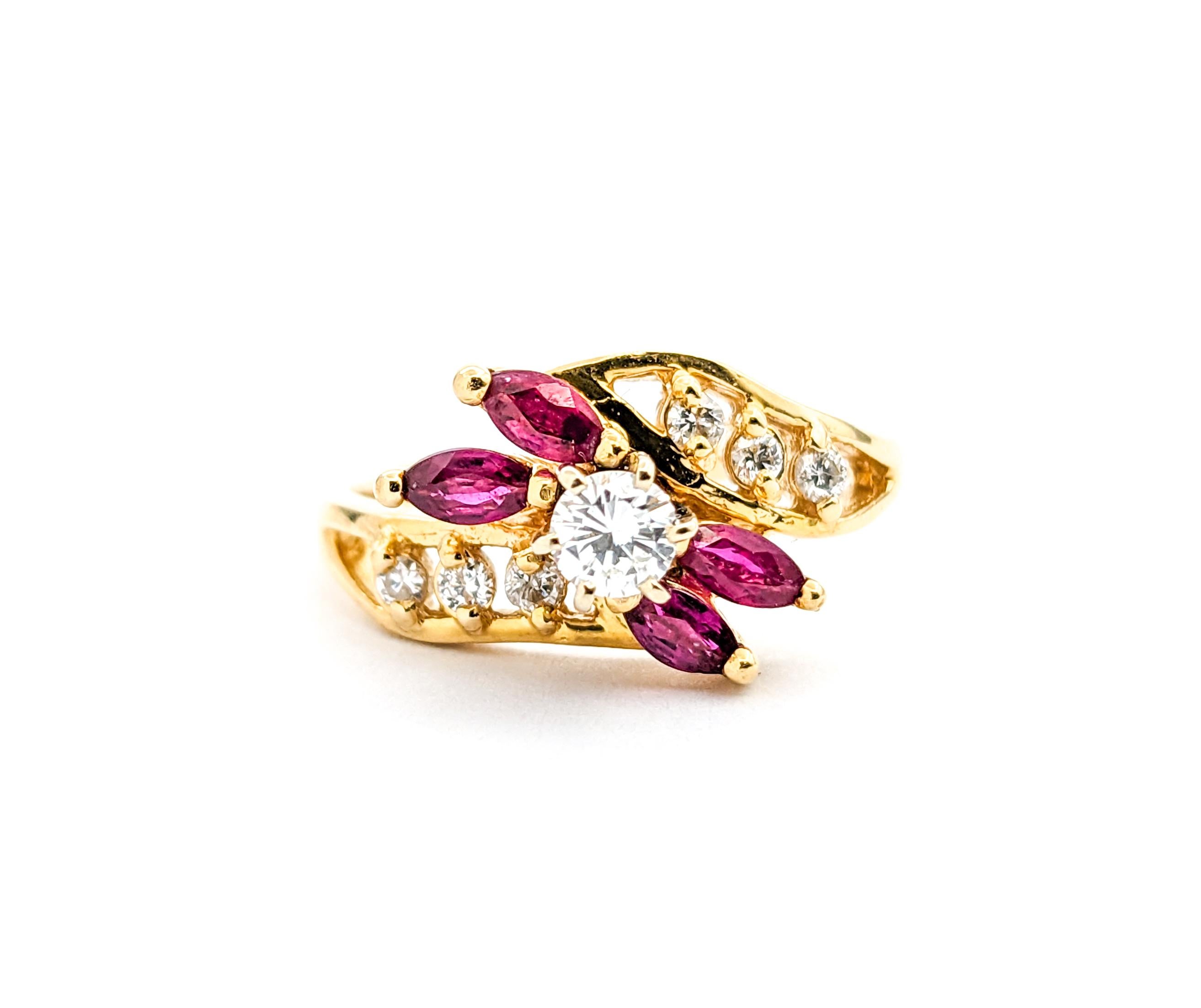 .40ctw Rubies & Diamonds Ring In Yellow Gold For Sale 4