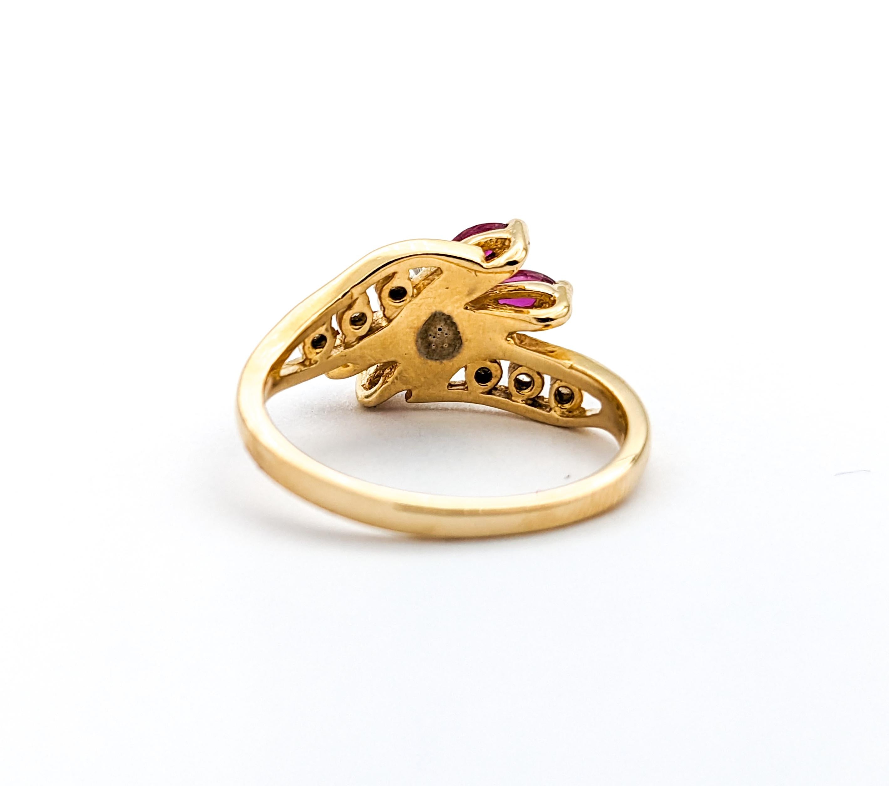 .40ctw Rubies & Diamonds Ring In Yellow Gold For Sale 1