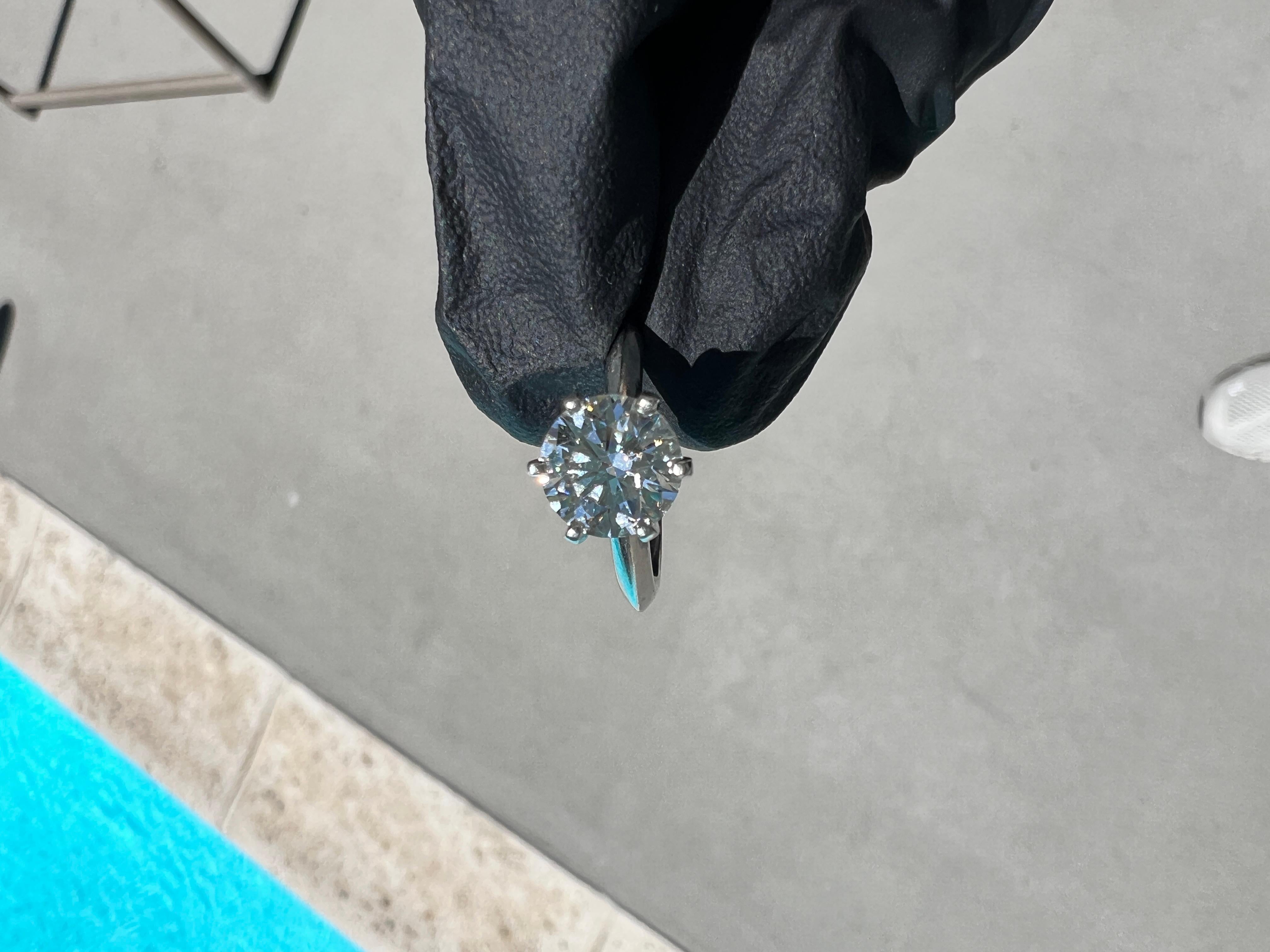 Round Cut $40k MSRP Tiffany & Co 1.78  I/VS2 Round Diamond Plat Engagement Ring Size 5.25 For Sale