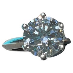 $40k MSRP Tiffany & Co 1.78  I/VS2 Round Diamond Plat Engagement Ring Size 5.25