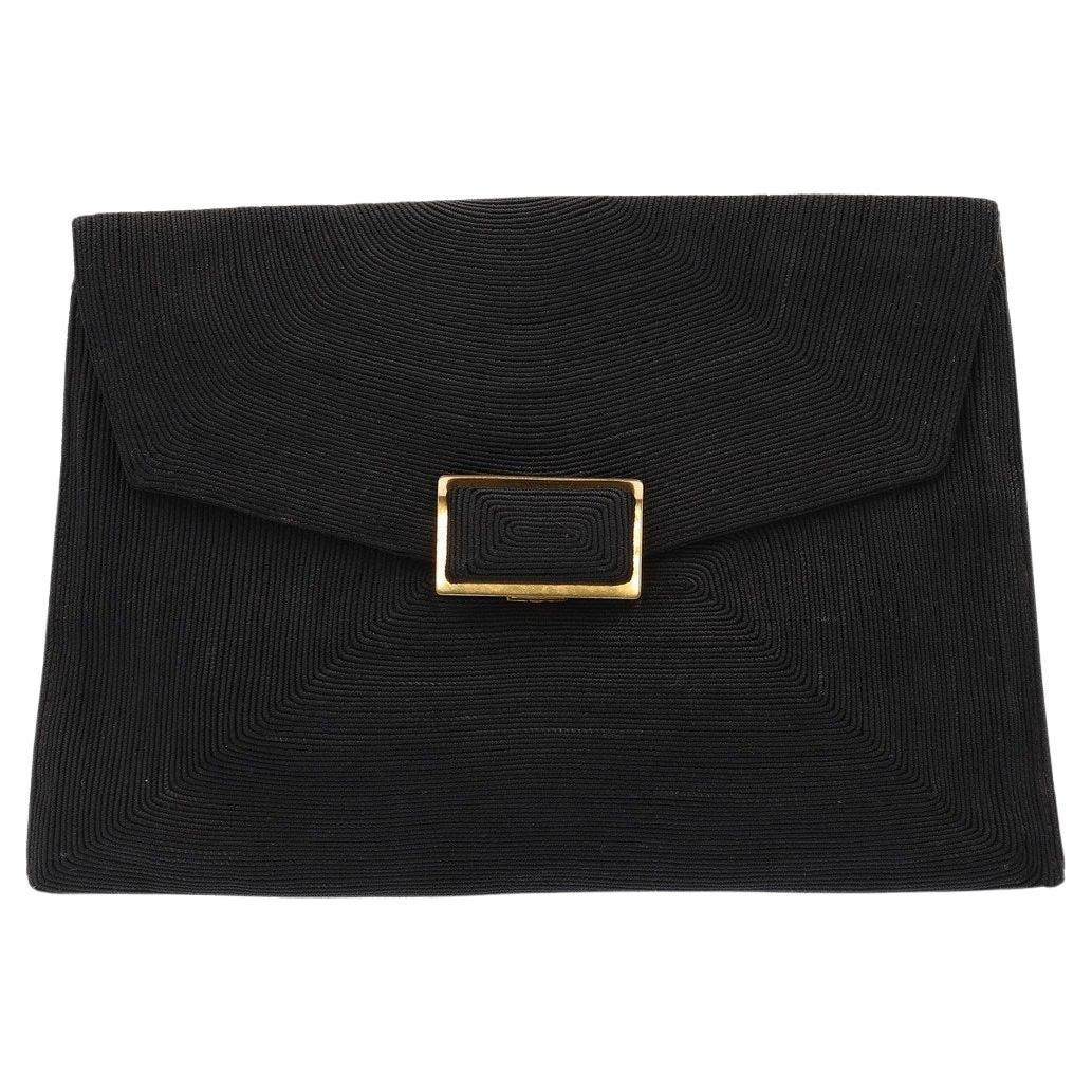 40s A.N.G.E.L.O. Vintage Cult black textured silk satin envelope purse