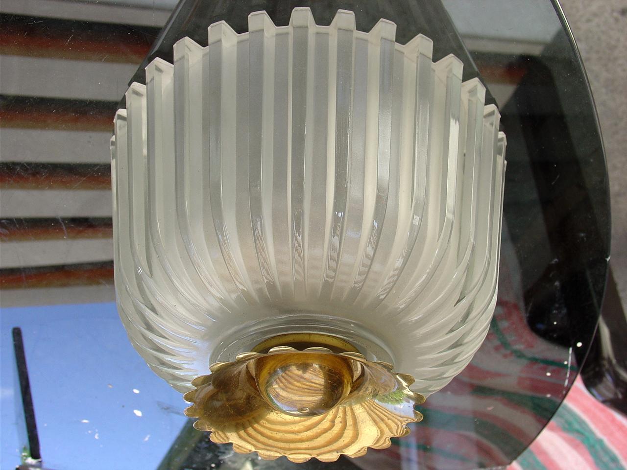 Art Deco 40s Archimede Seguso Italy Ceiling Lamp Pressed Crystal Deco'