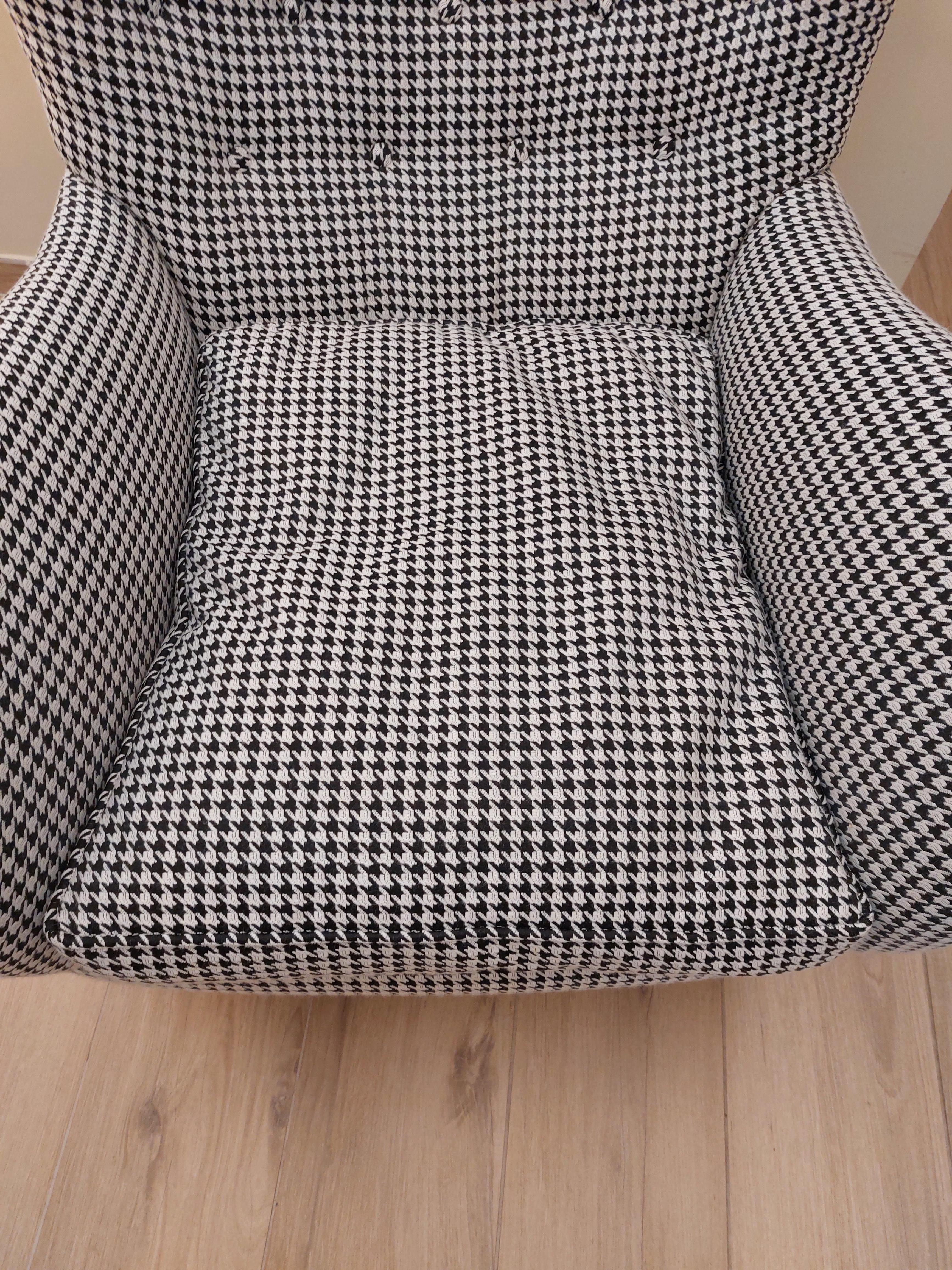 Mid-Century Modern '40s Armchair with New Houndstooth Upholstery