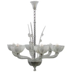 1940s Blown Murano Glass Ceiling Lamp Barovier 
Toso
