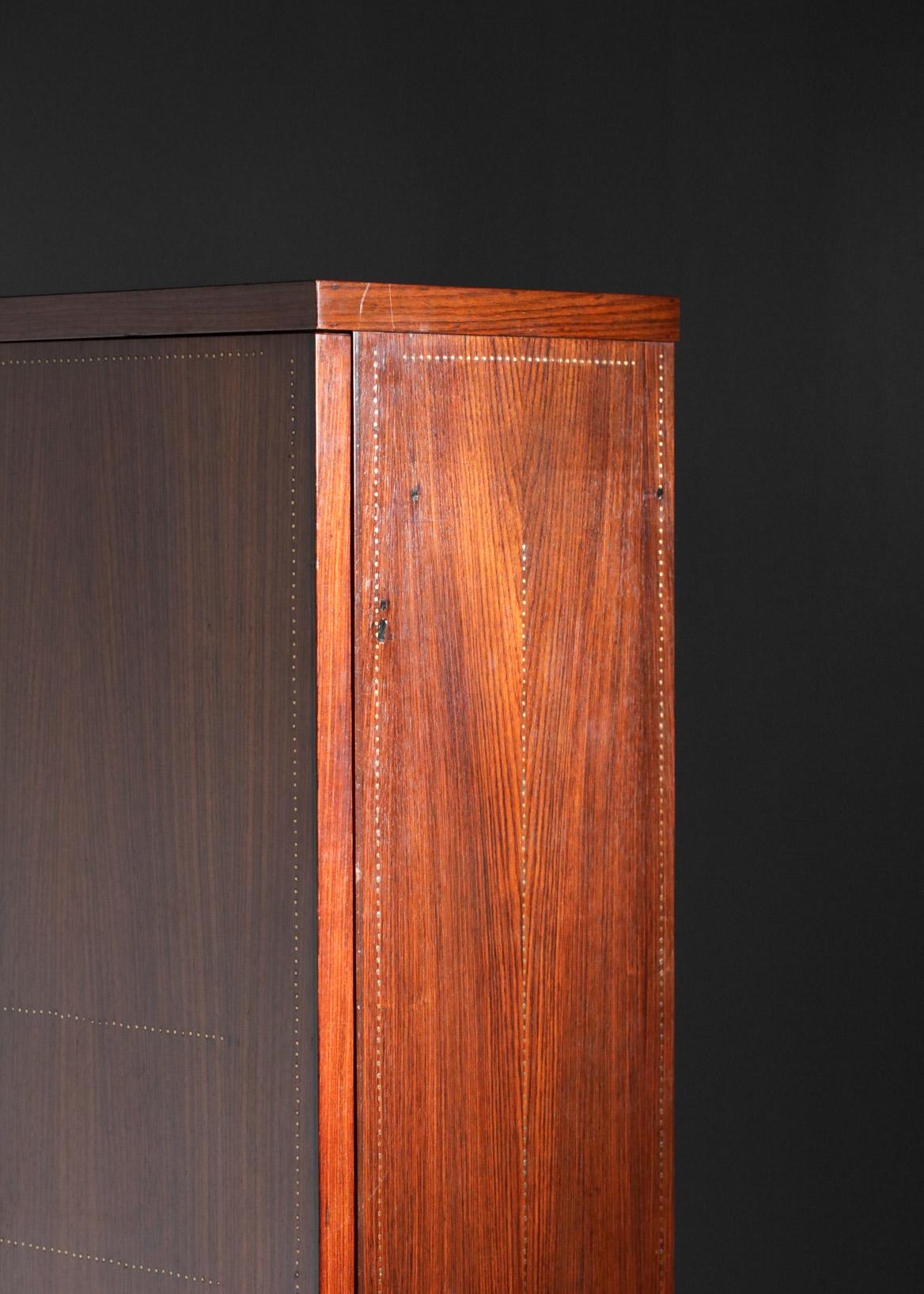 40's Cabinet by French Designer Andre Sornay Mahogany and Copper Art Deco For Sale 11