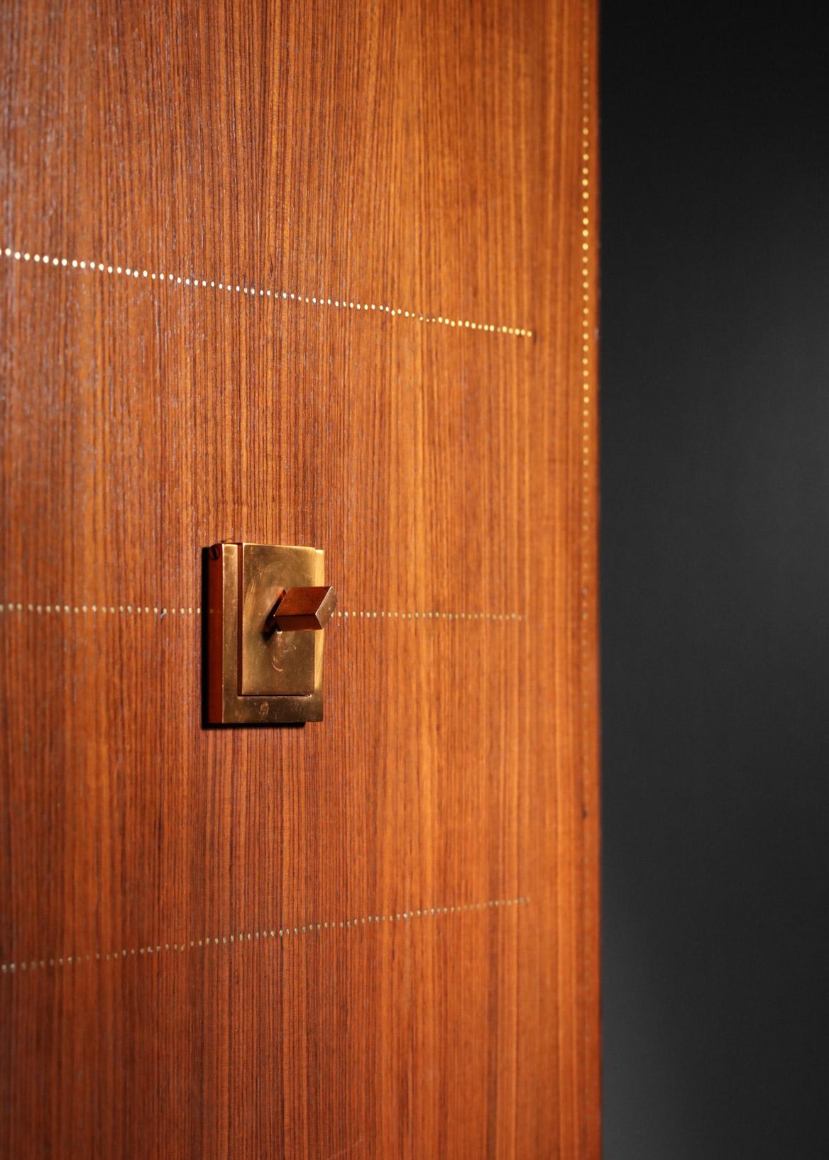 40's Cabinet by French Designer Andre Sornay Mahogany and Copper Art Deco 12