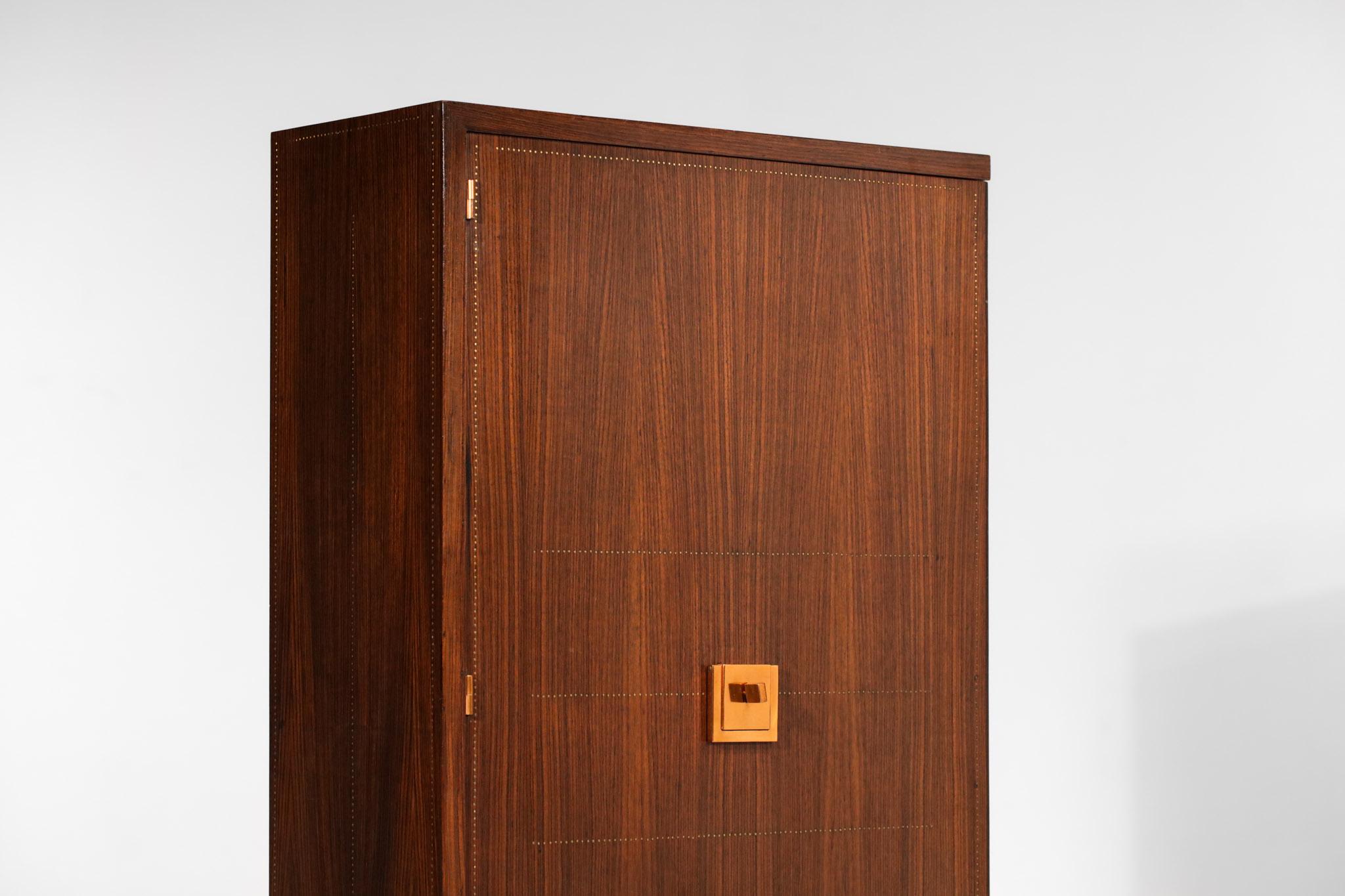 40's Cabinet by French Designer Andre Sornay Mahogany and Copper Art Deco For Sale 14