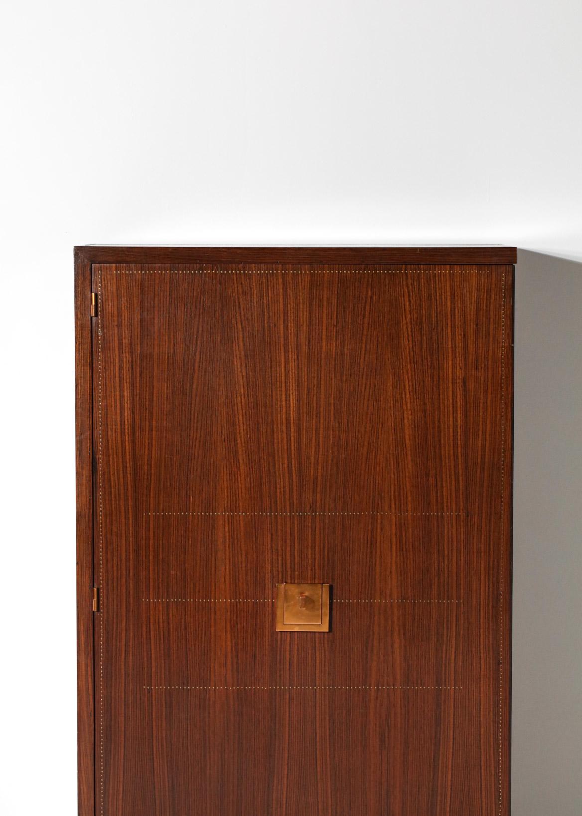 Brass 40's Cabinet by French Designer Andre Sornay Mahogany and Copper Art Deco For Sale