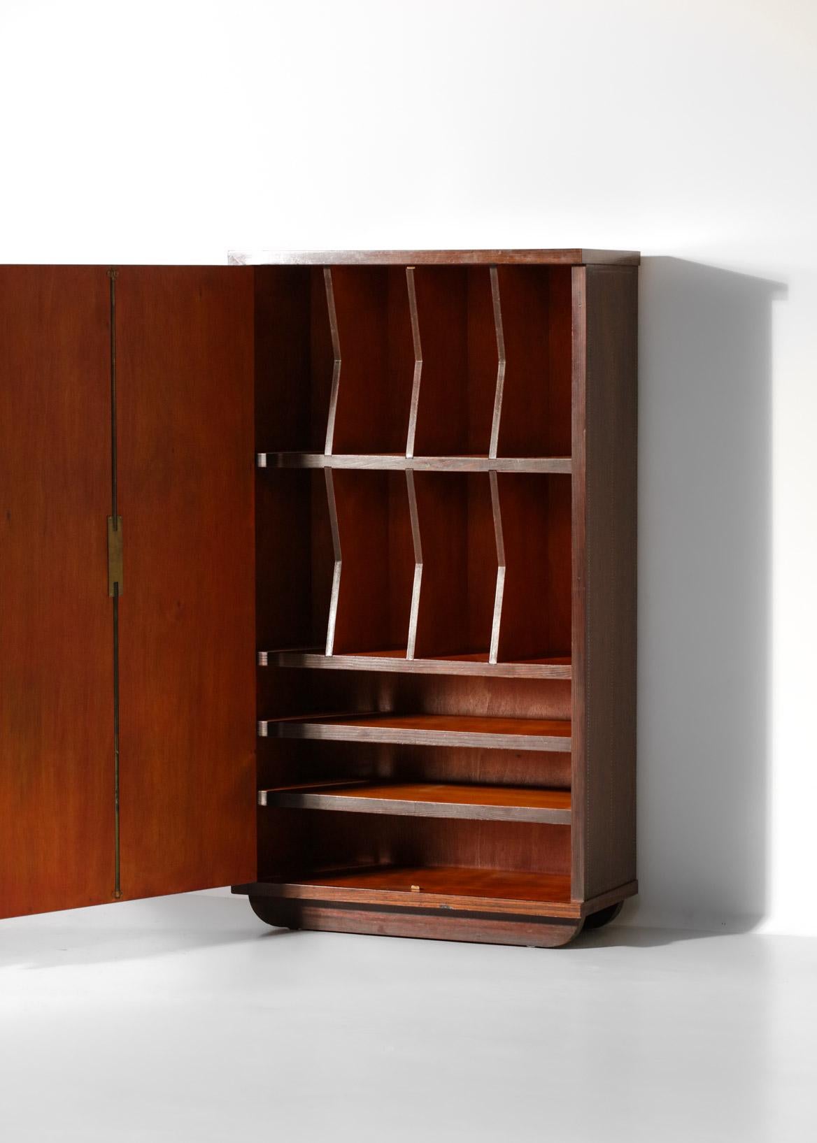 40's Cabinet by French Designer Andre Sornay Mahogany and Copper Art Deco For Sale 3