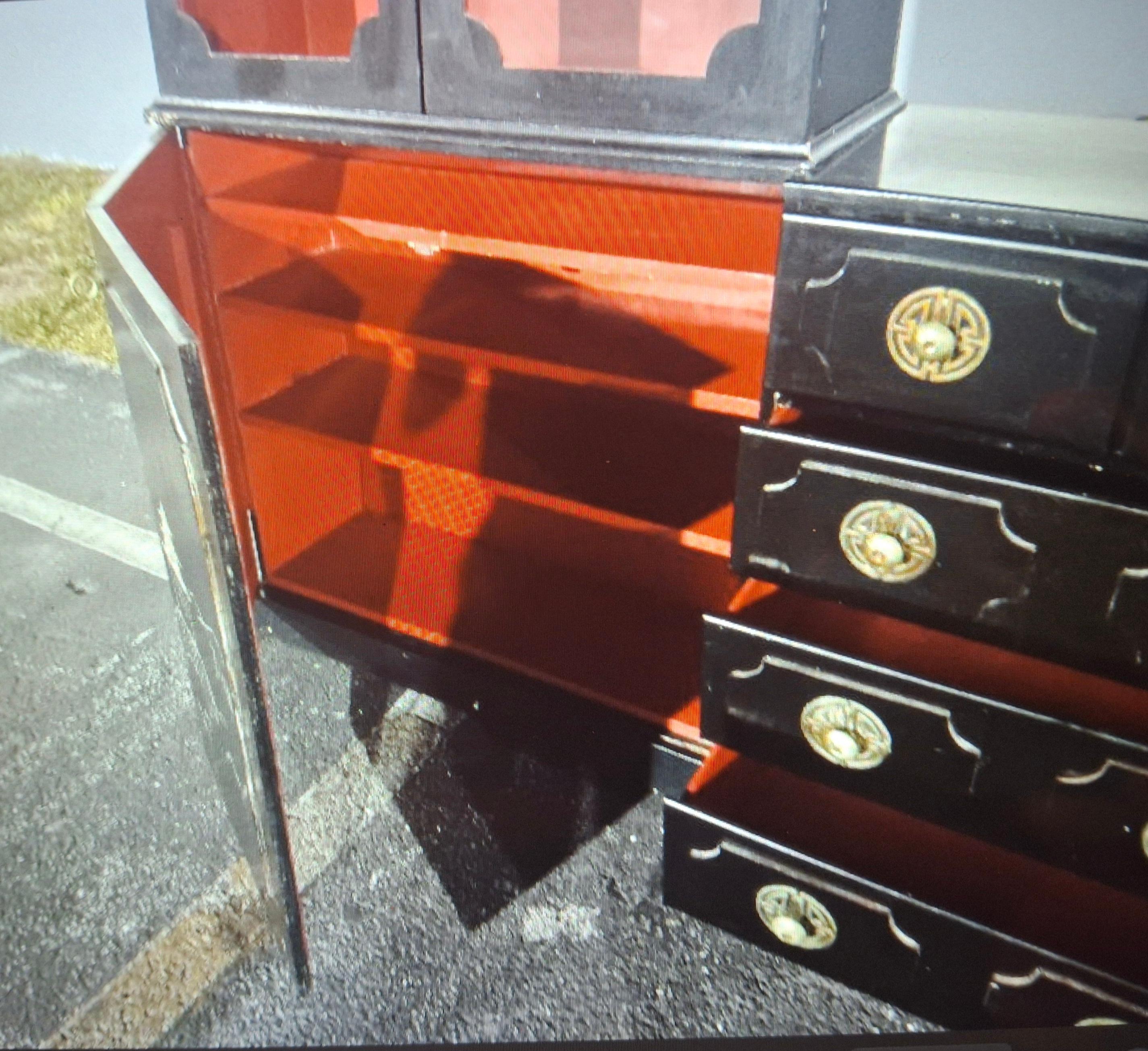 40s Custom Hollywood Regency Draper style Chinoiserie Wall Unit by Billy Baldwin For Sale 11