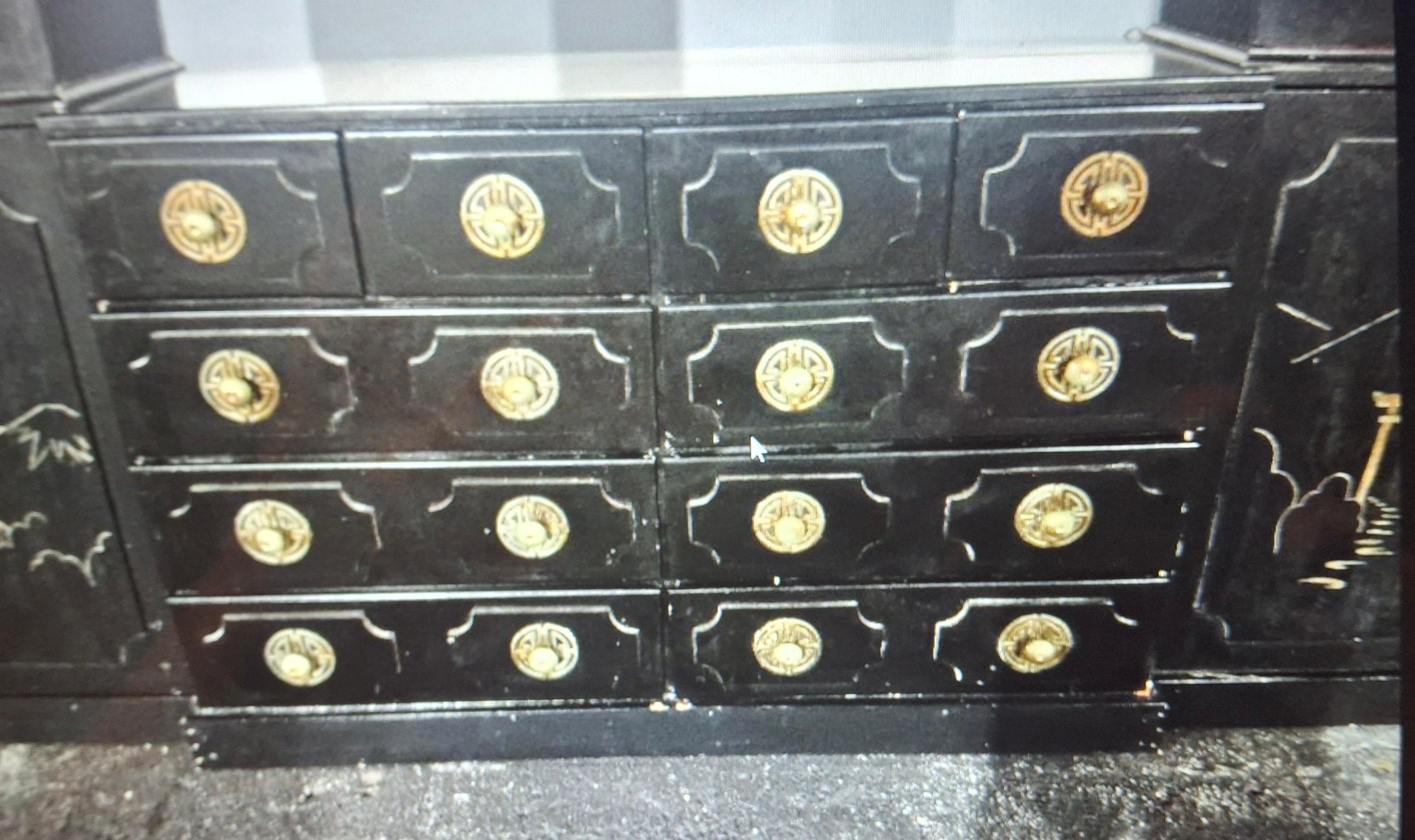 40s Custom Hollywood Regency Draper style Chinoiserie Wall Unit by Billy Baldwin For Sale 1