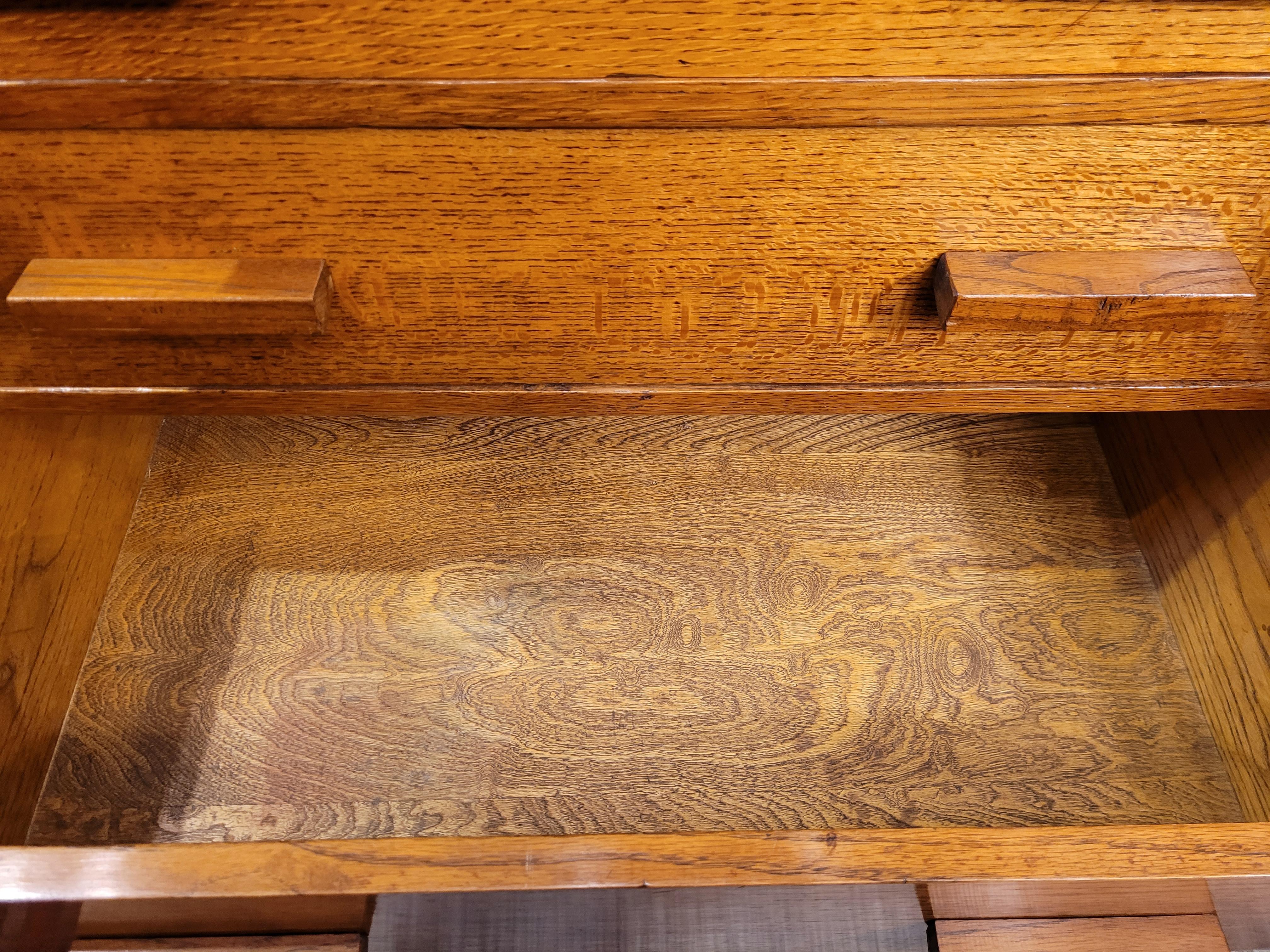 40s English Oak Wood Secretaire, Desk, Commode by Aw-Lyn 4