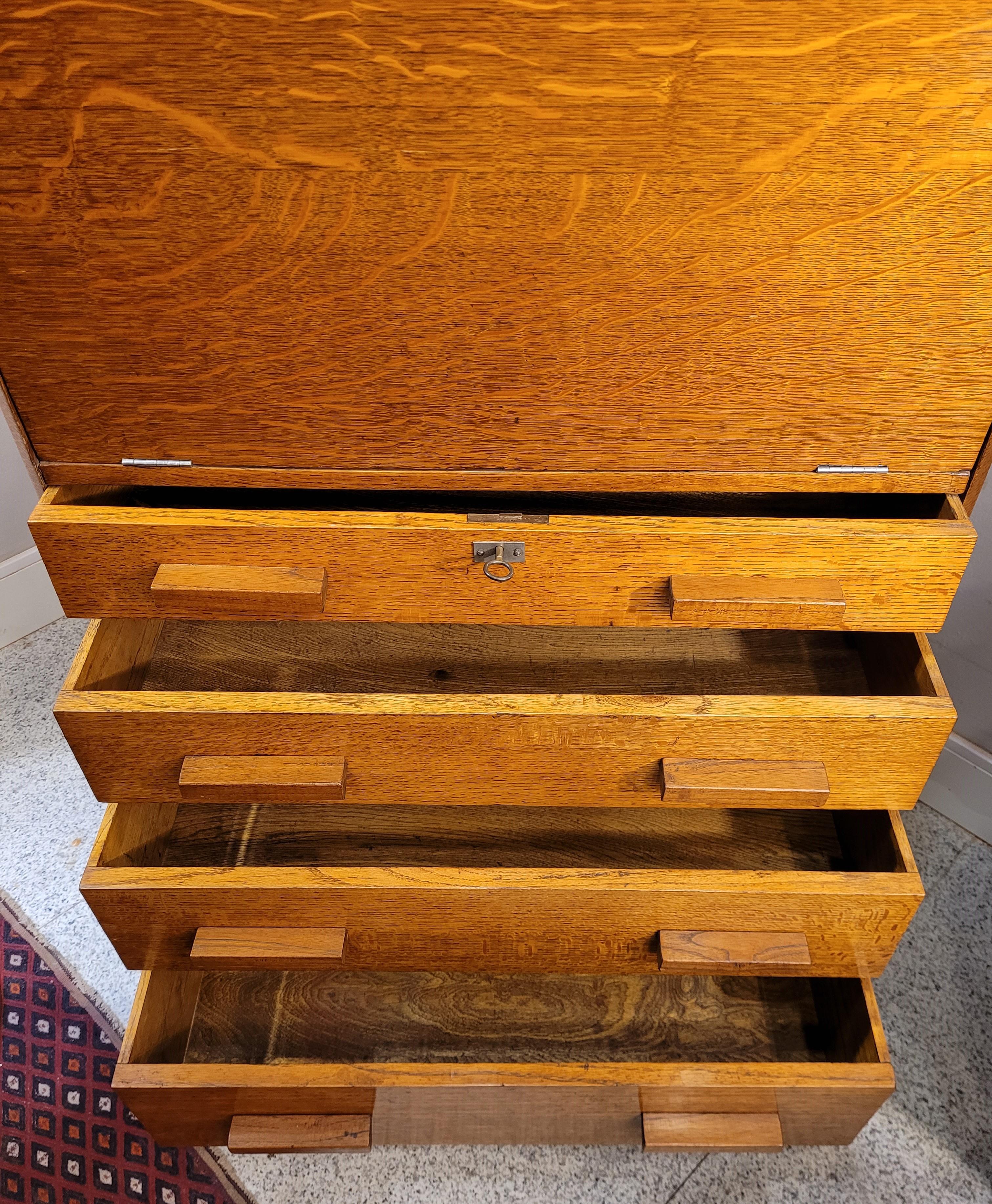 40s English Oak Wood Secretaire, Desk, Commode by Aw-Lyn 5