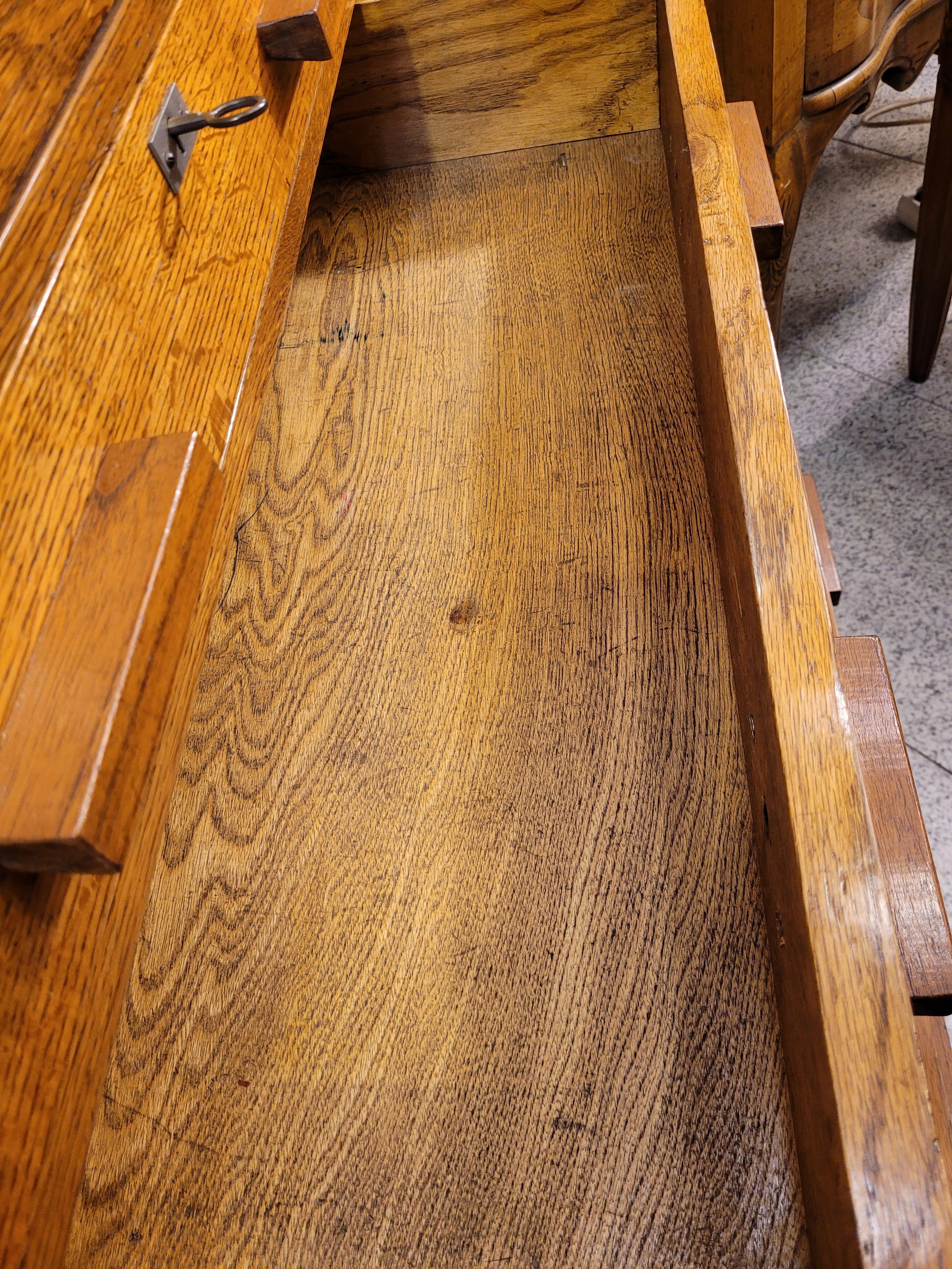 40s English Oak Wood Secretaire, Desk, Commode by Aw-Lyn 8