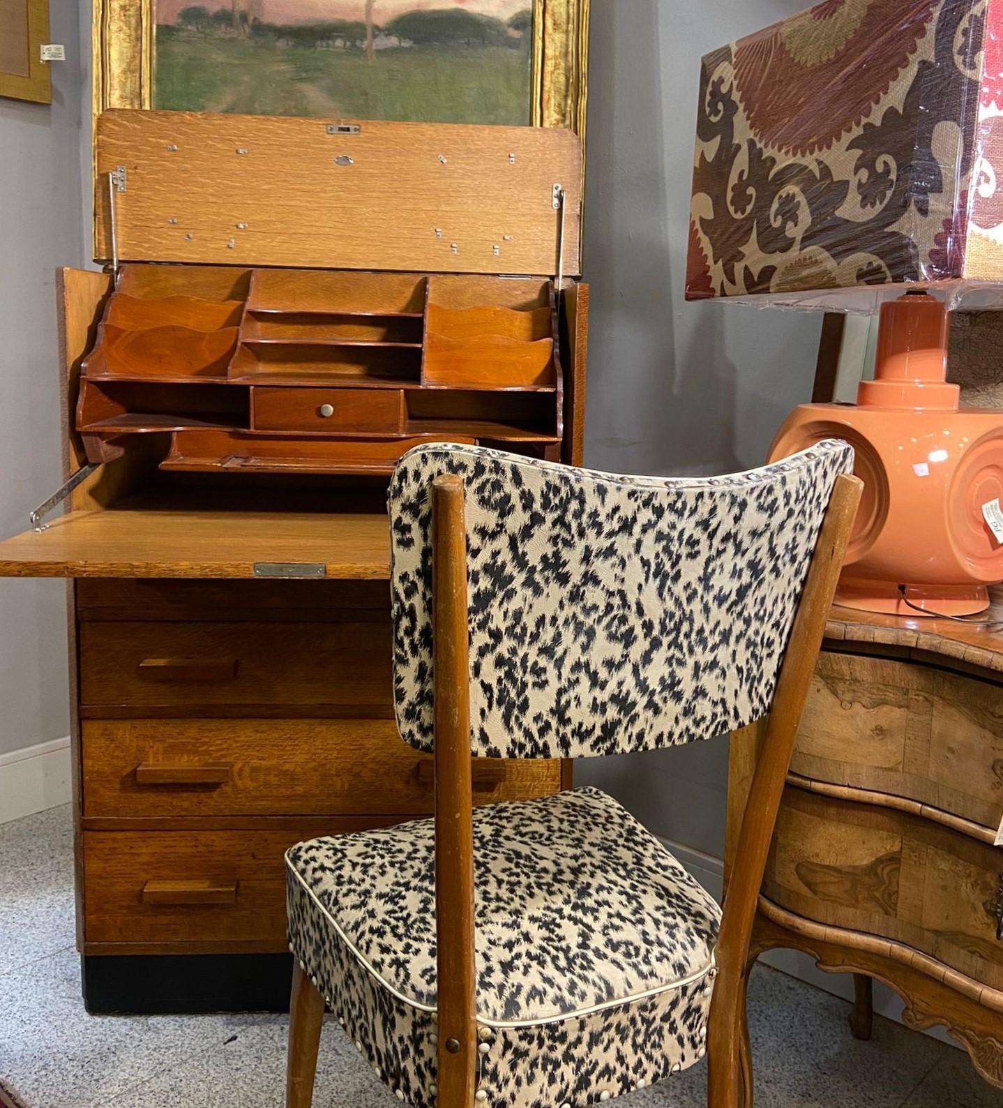 40s English Oak Wood Secretaire, Desk, Commode by Aw-Lyn 11