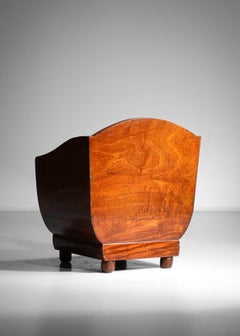 40's French Art Deco Armchair in Exotic Wood in Style of Pierre Chareau, F599